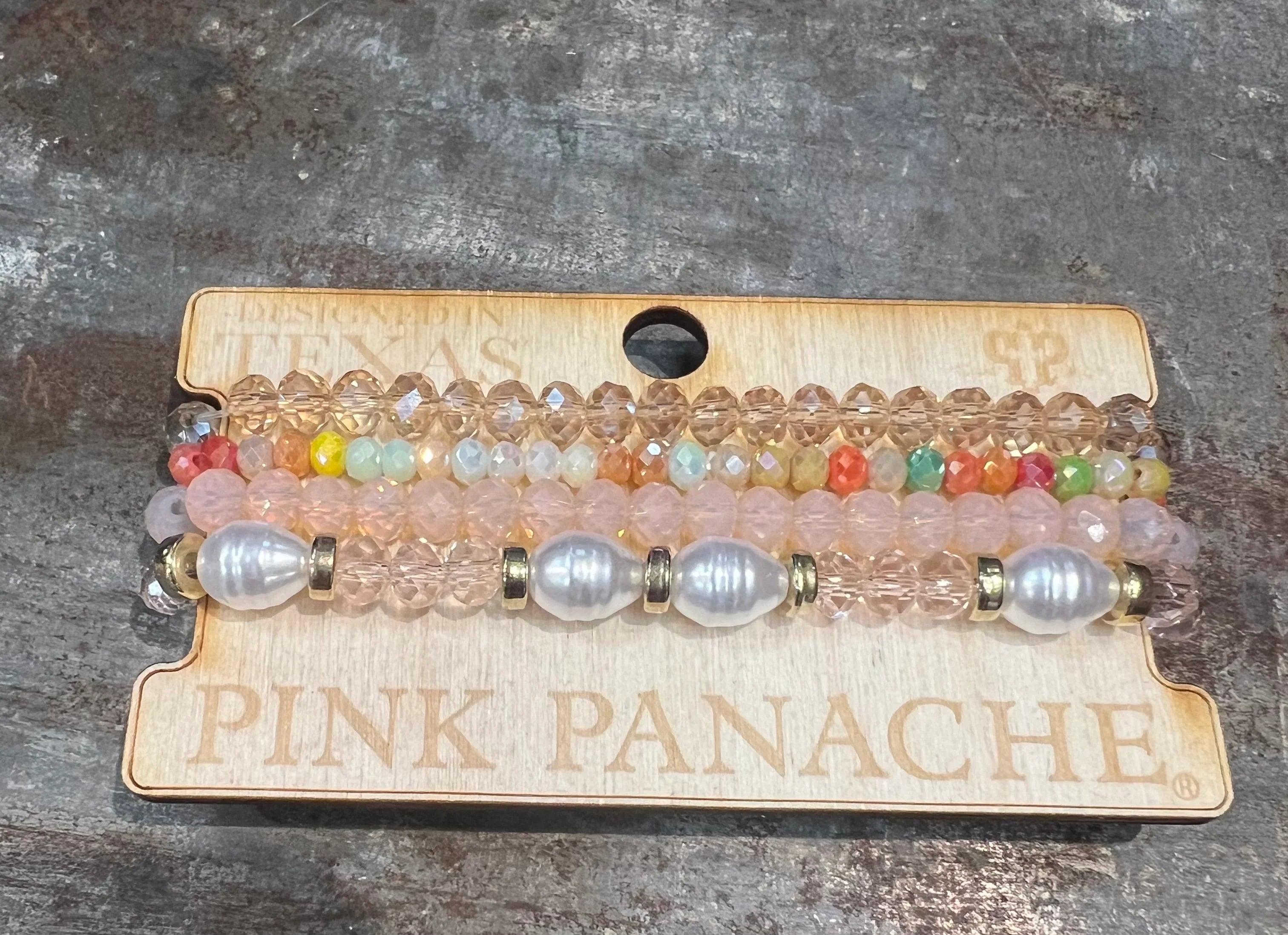 PINK PANACHE #316 Pink Multi & Pearl Bracelet Stack on Simply Obsessed