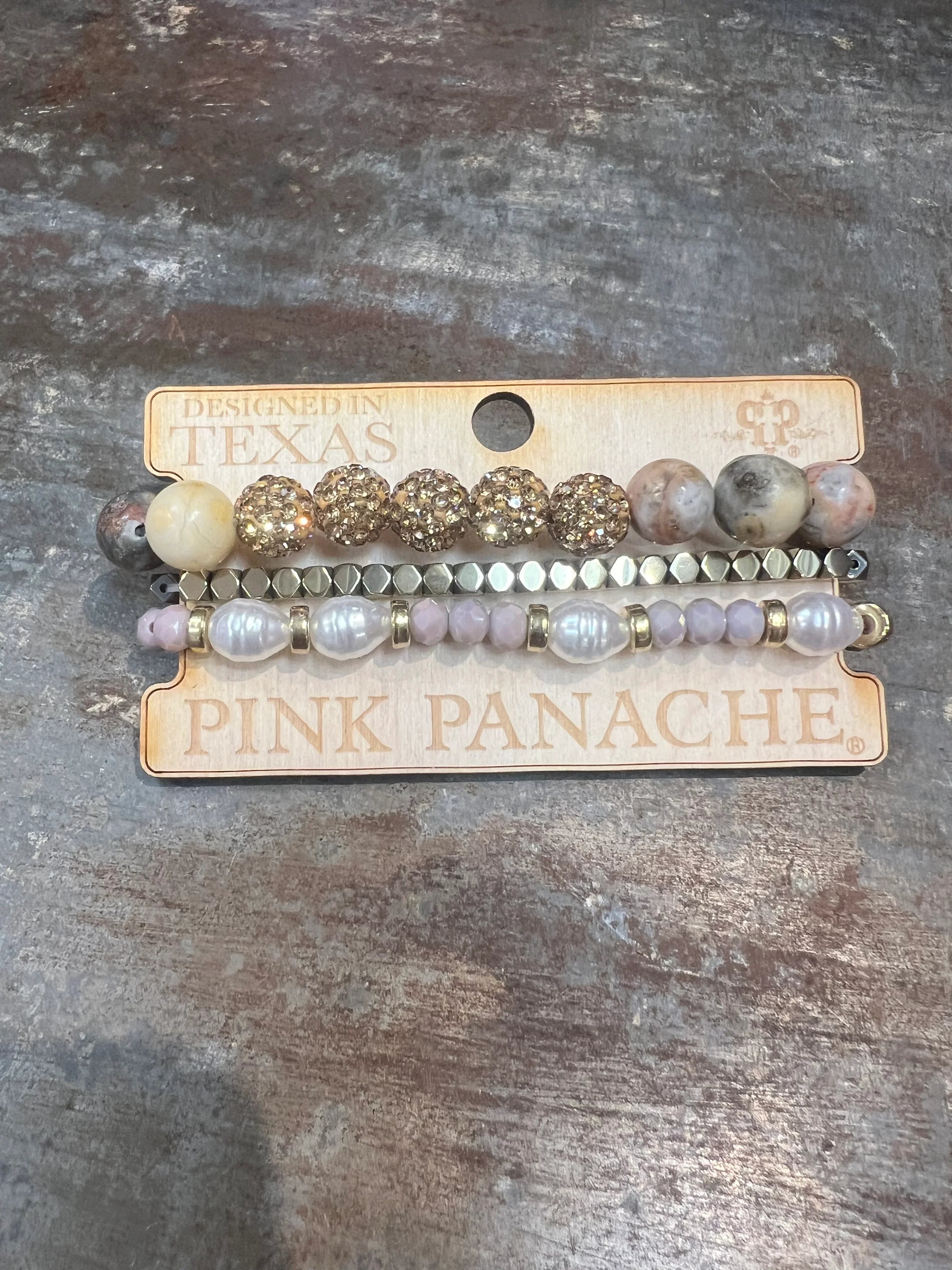 PINK PANACHE #318 Pink & Gold Bracelet Stack on Simply Obsessed