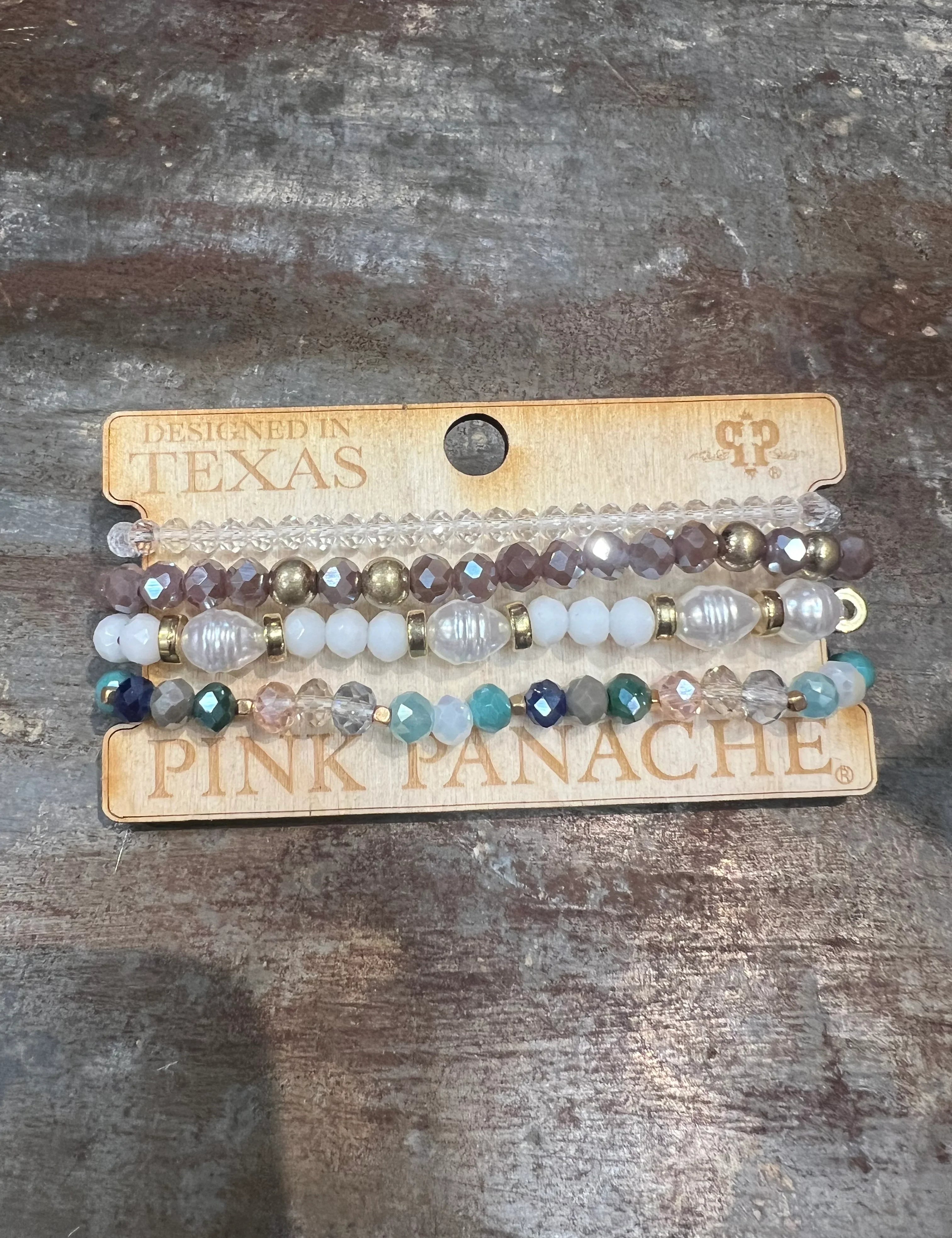 PINK PANACHE #319 Purple Multi & Pearl Bracelet Stack on Simply Obsessed