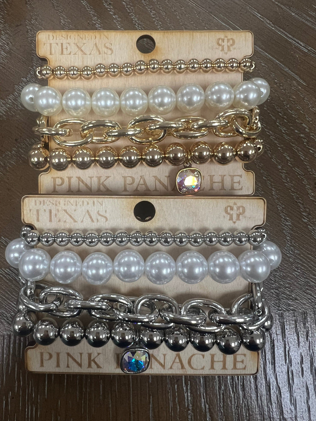 PINK PANACHE 4-Layer Pearl/Chain Link Bracelet Stacks on Simply Obsessed