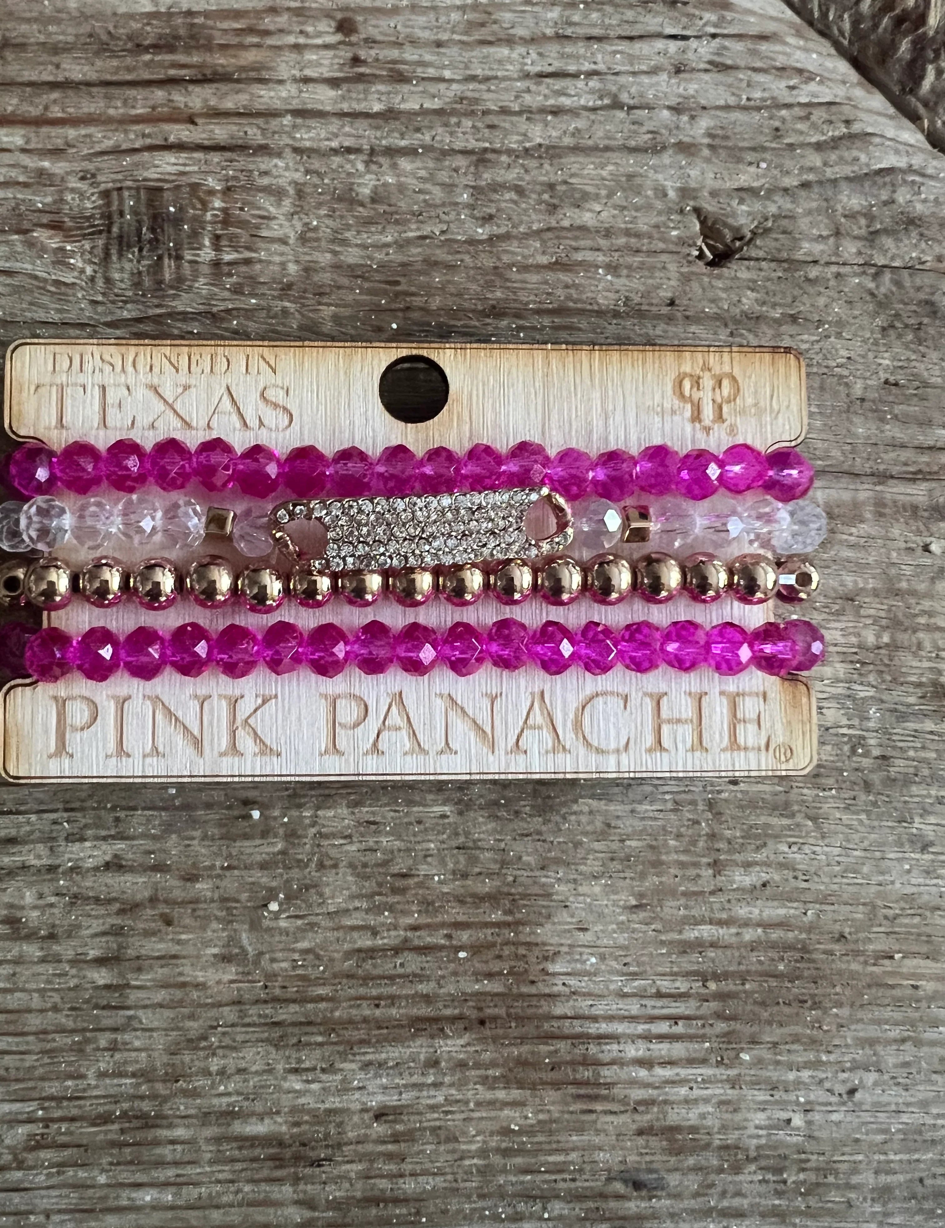PINK PANACHE #404 Hot Pink Crystal Bar Bracelet Stack on Simply Obsessed