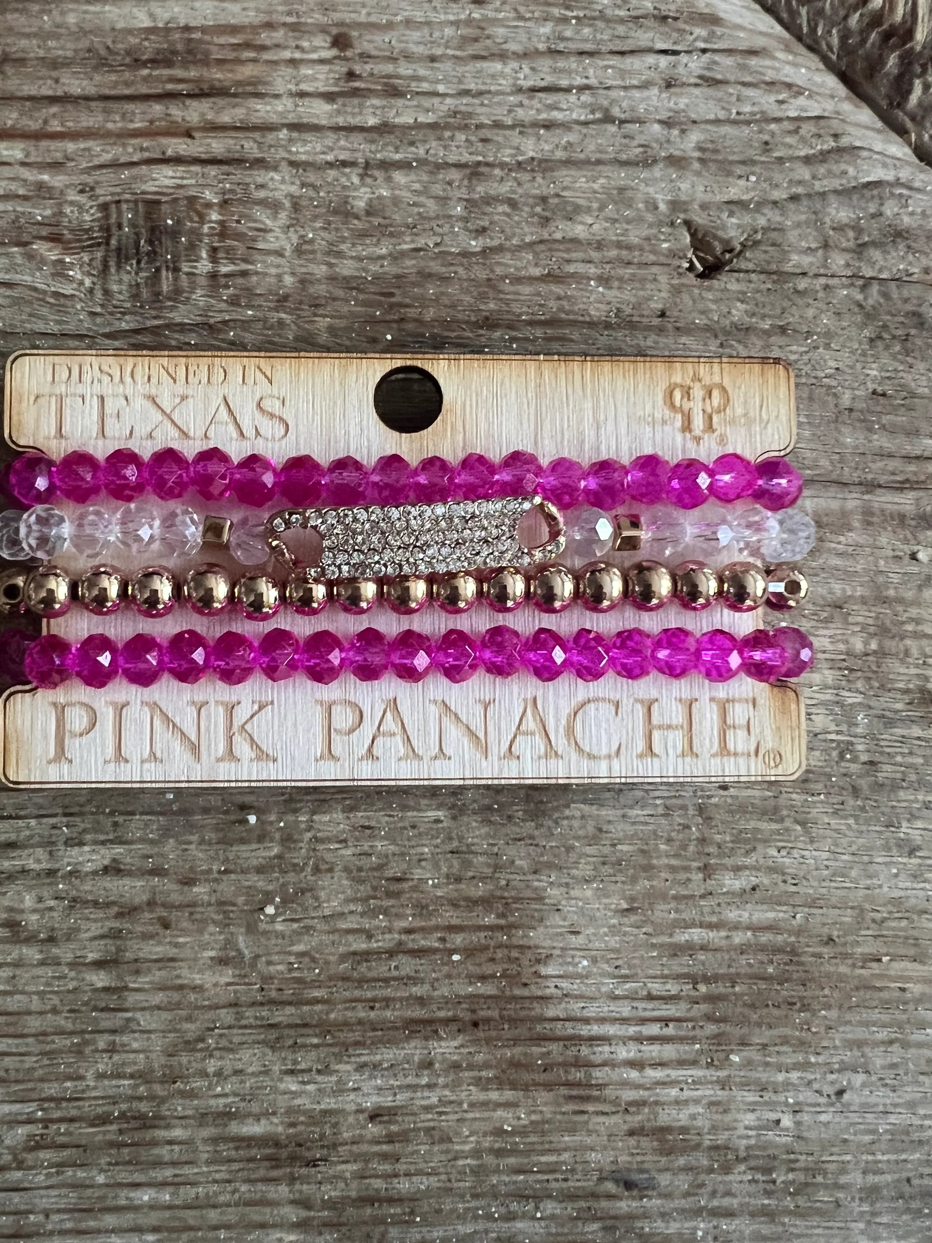 PINK PANACHE #404 Hot Pink Crystal Bar Bracelet Stack on Simply Obsessed