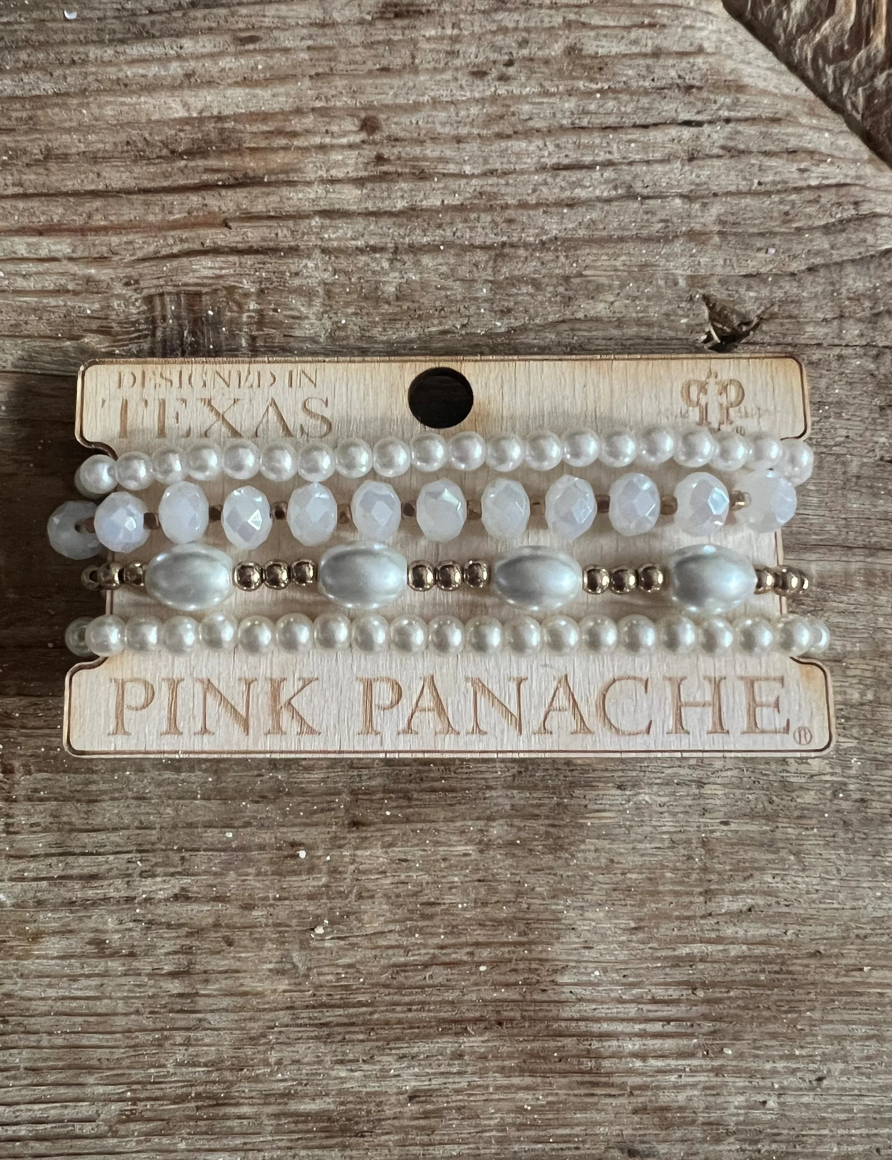 PINK PANACHE #407 Pearl & Gold Bracelet Stack on Simply Obsessed