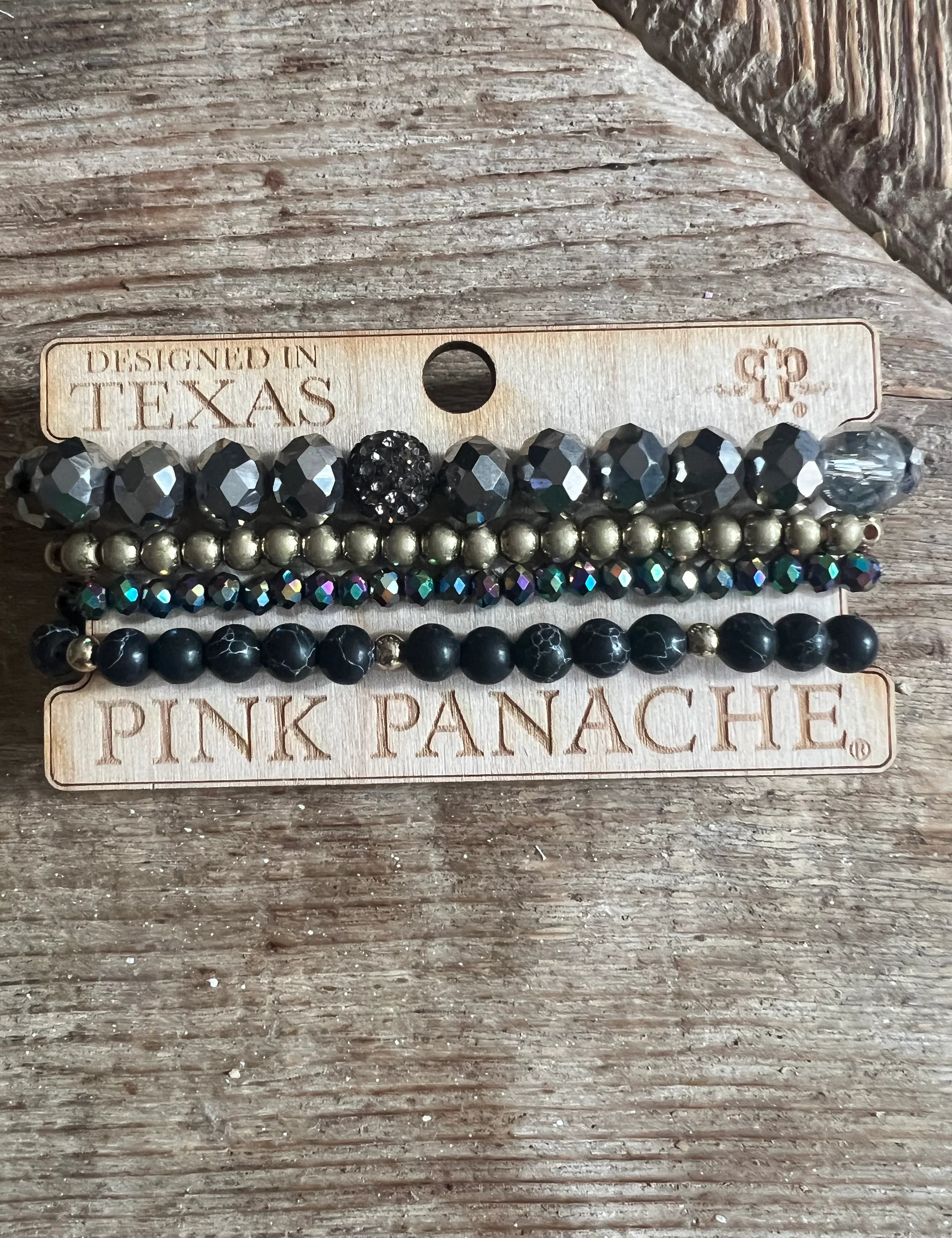 PINK PANACHE #409 Black Beaded Bracelet Stack on Simply Obsessed