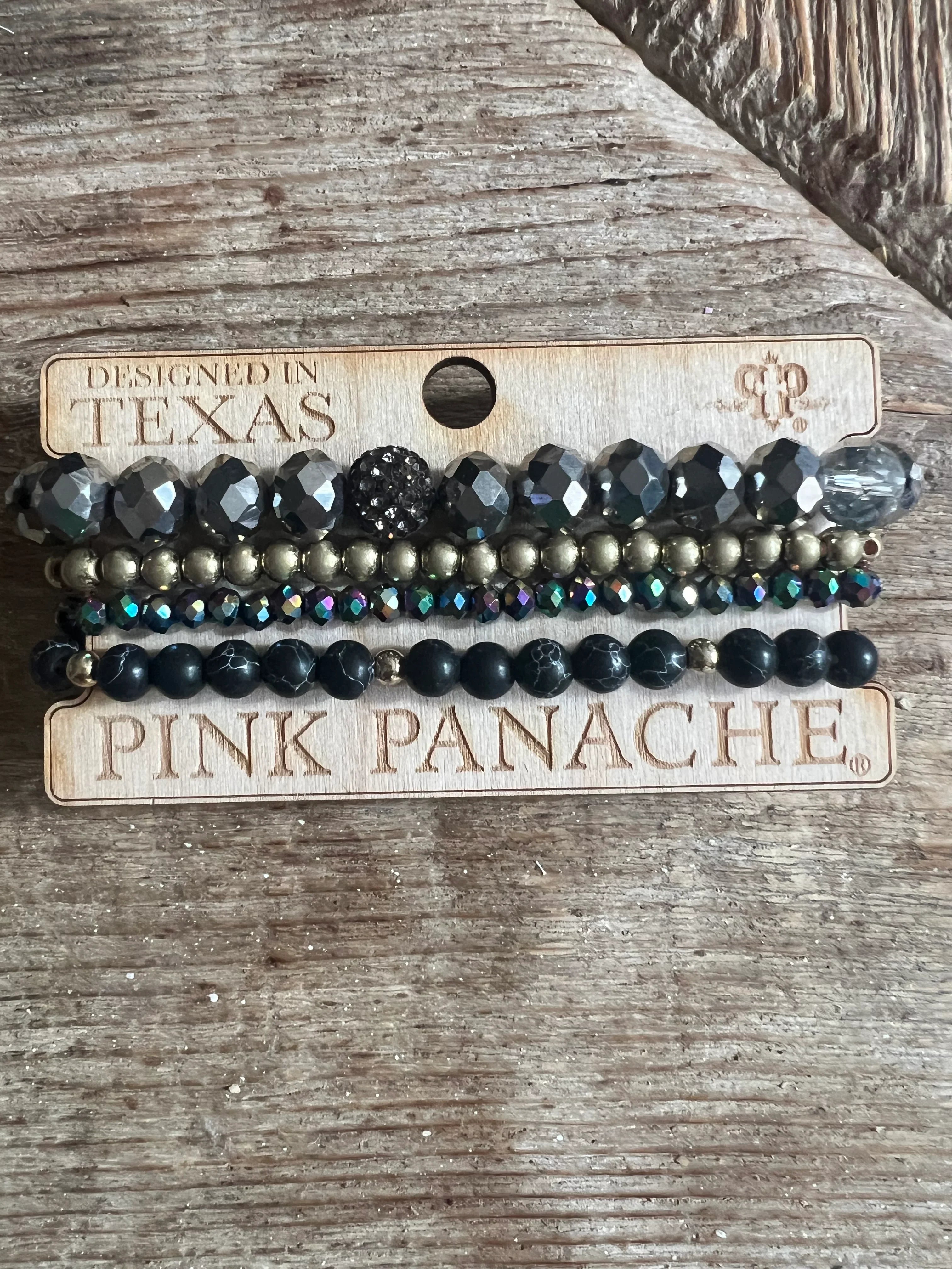 PINK PANACHE #409 Black Beaded Bracelet Stack on Simply Obsessed