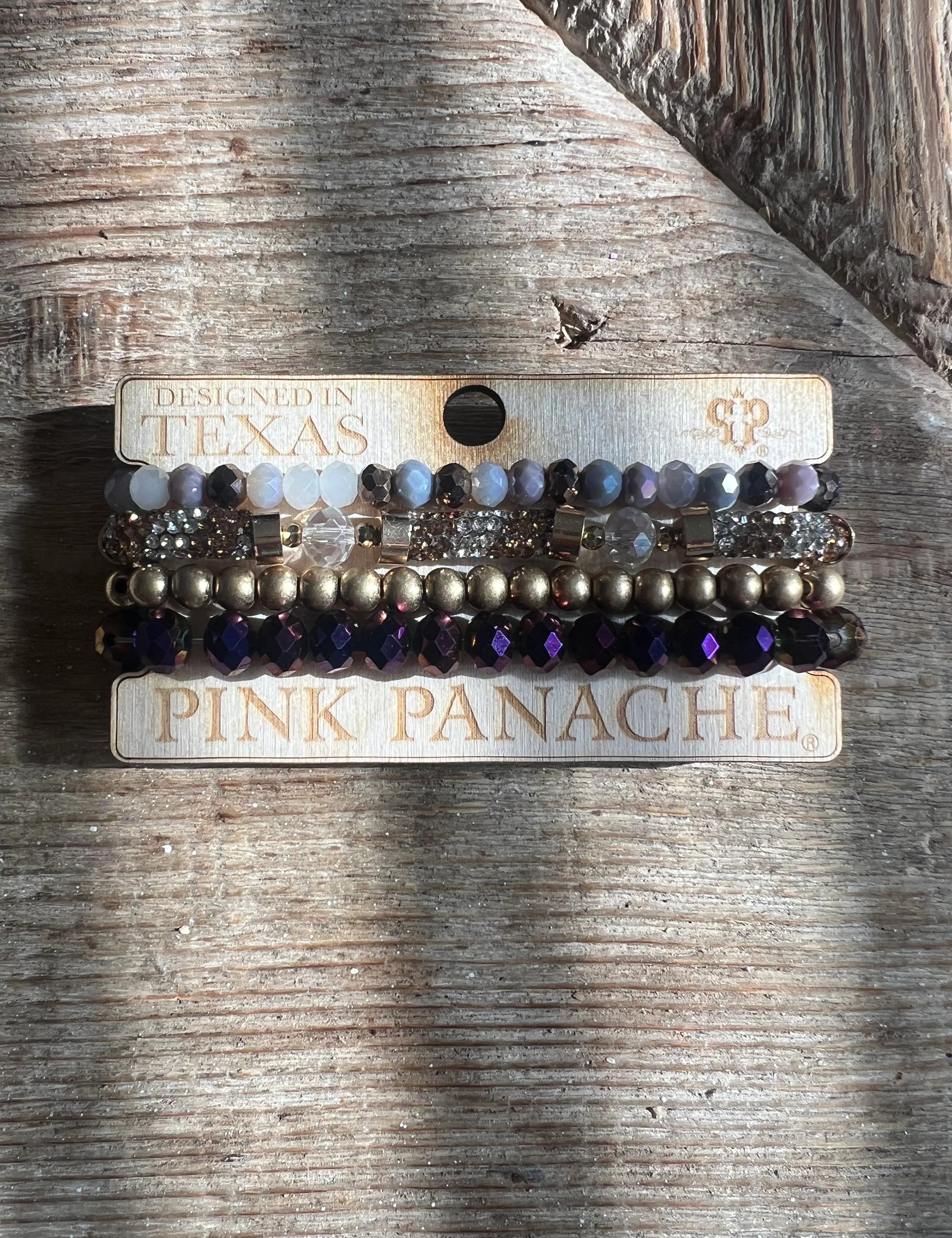 PINK PANACHE #410 Purple & Gold Bracelet Stack on Simply Obsessed