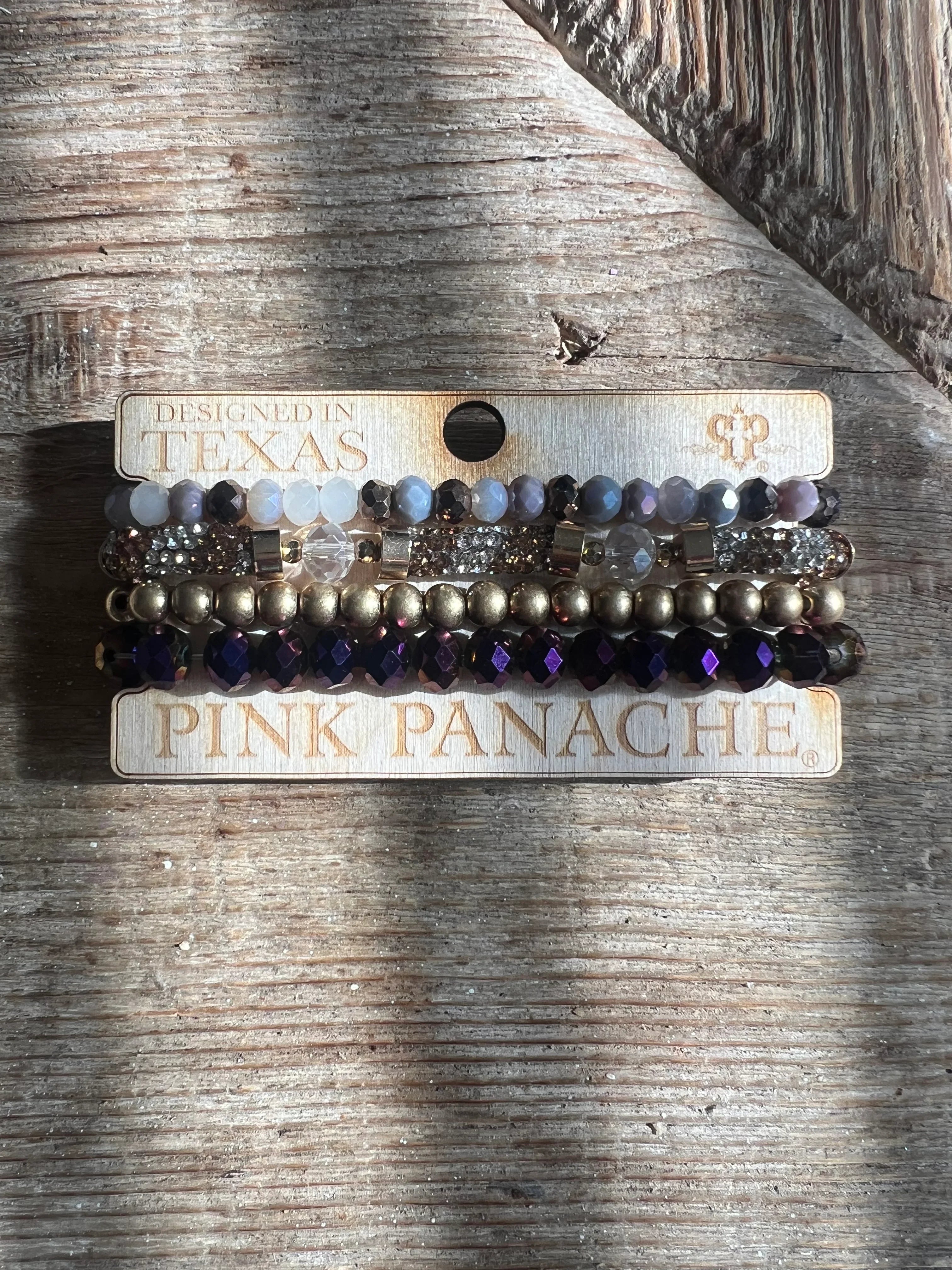 PINK PANACHE #410 Purple & Gold Bracelet Stack on Simply Obsessed