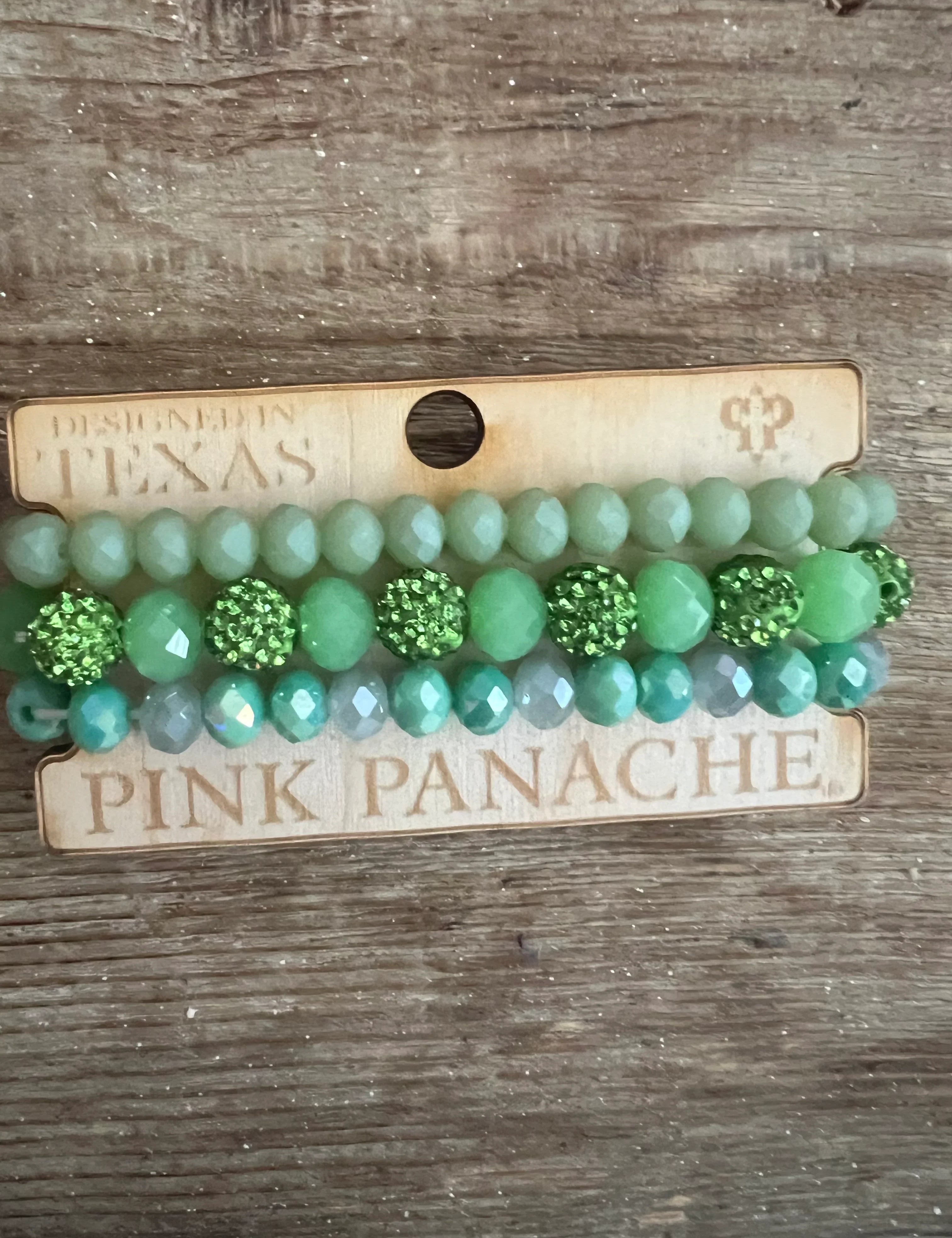 PINK PANACHE #415 Green Crystal Detail Bracelet Stack on Simply Obsessed