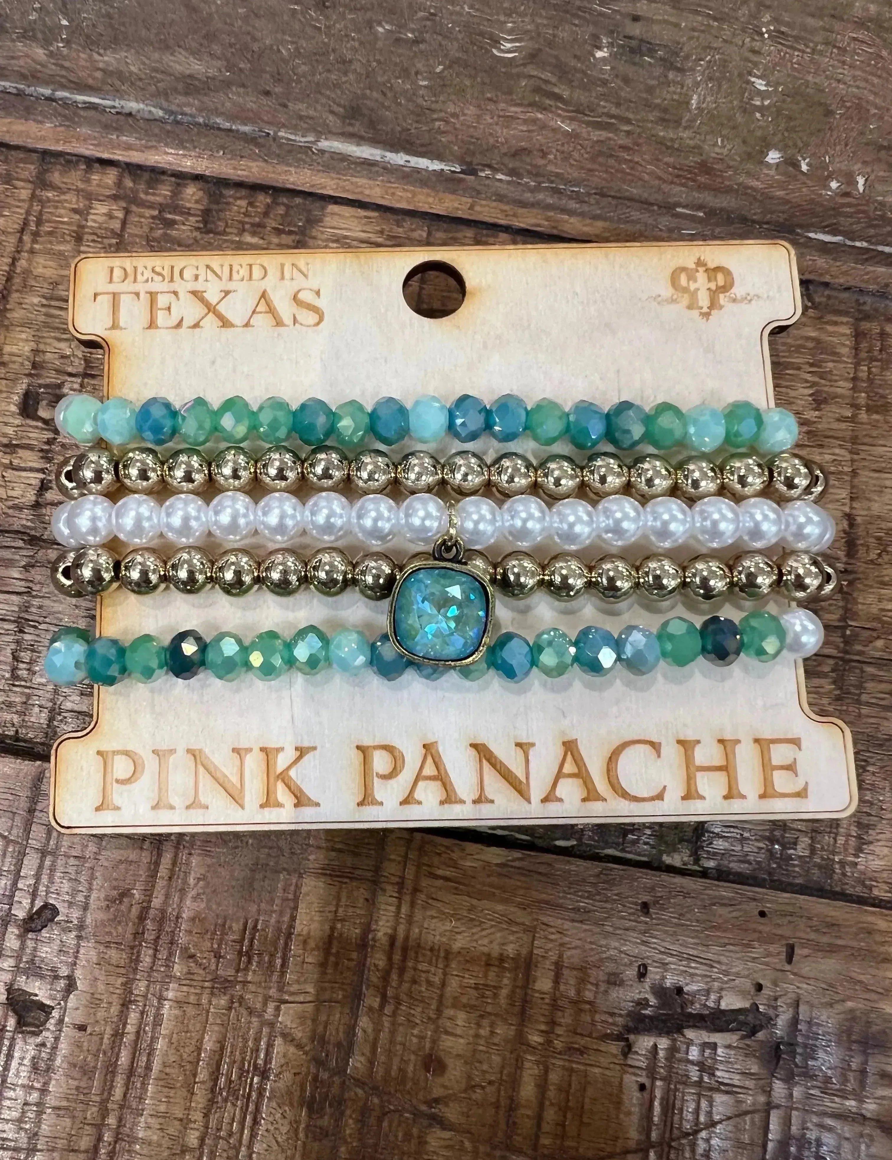 PINK PANACHE 5-Layer Aqua Pearl Bracelet Stack on Simply Obsessed