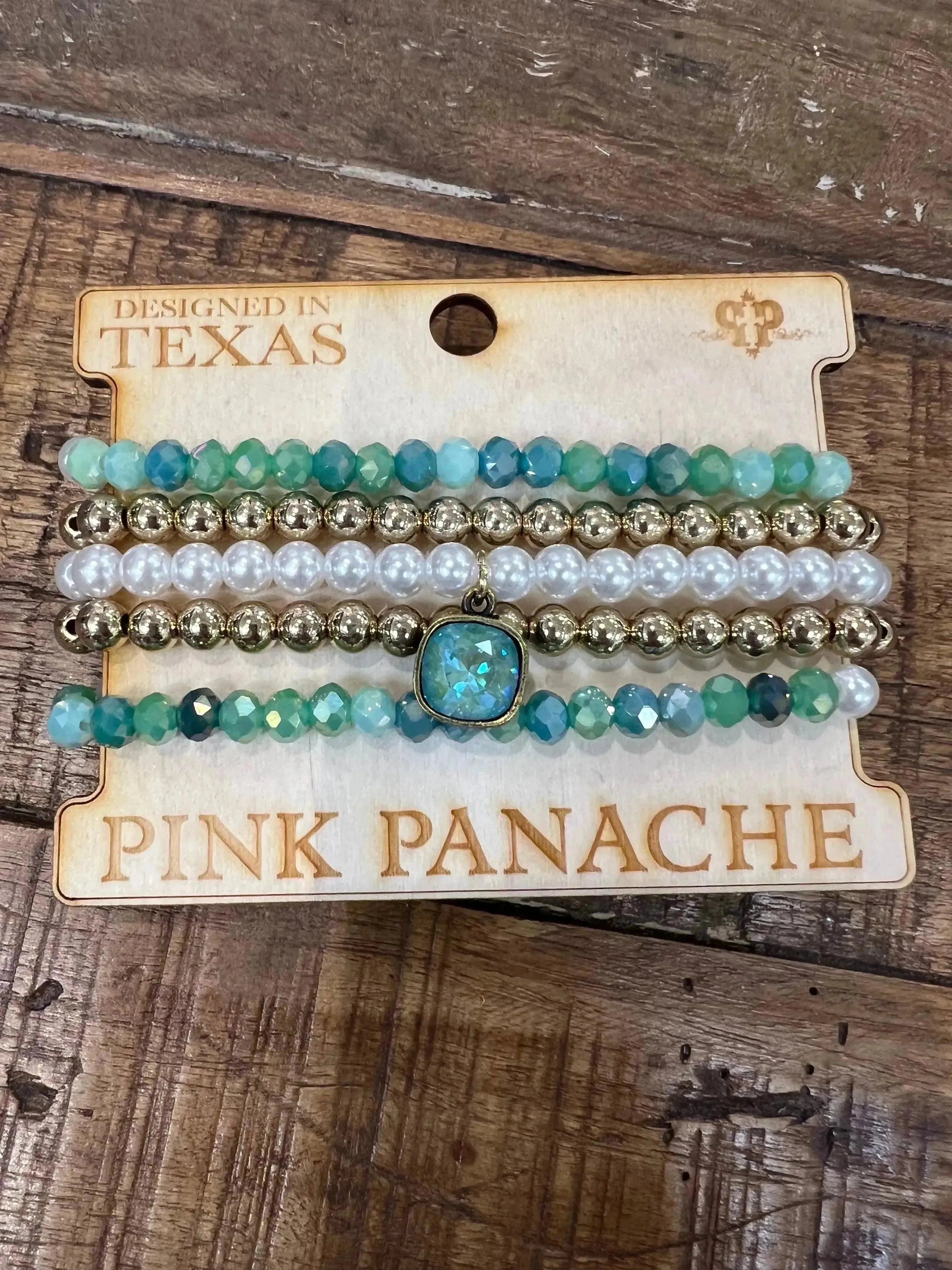 PINK PANACHE 5-Layer Aqua Pearl Bracelet Stack on Simply Obsessed