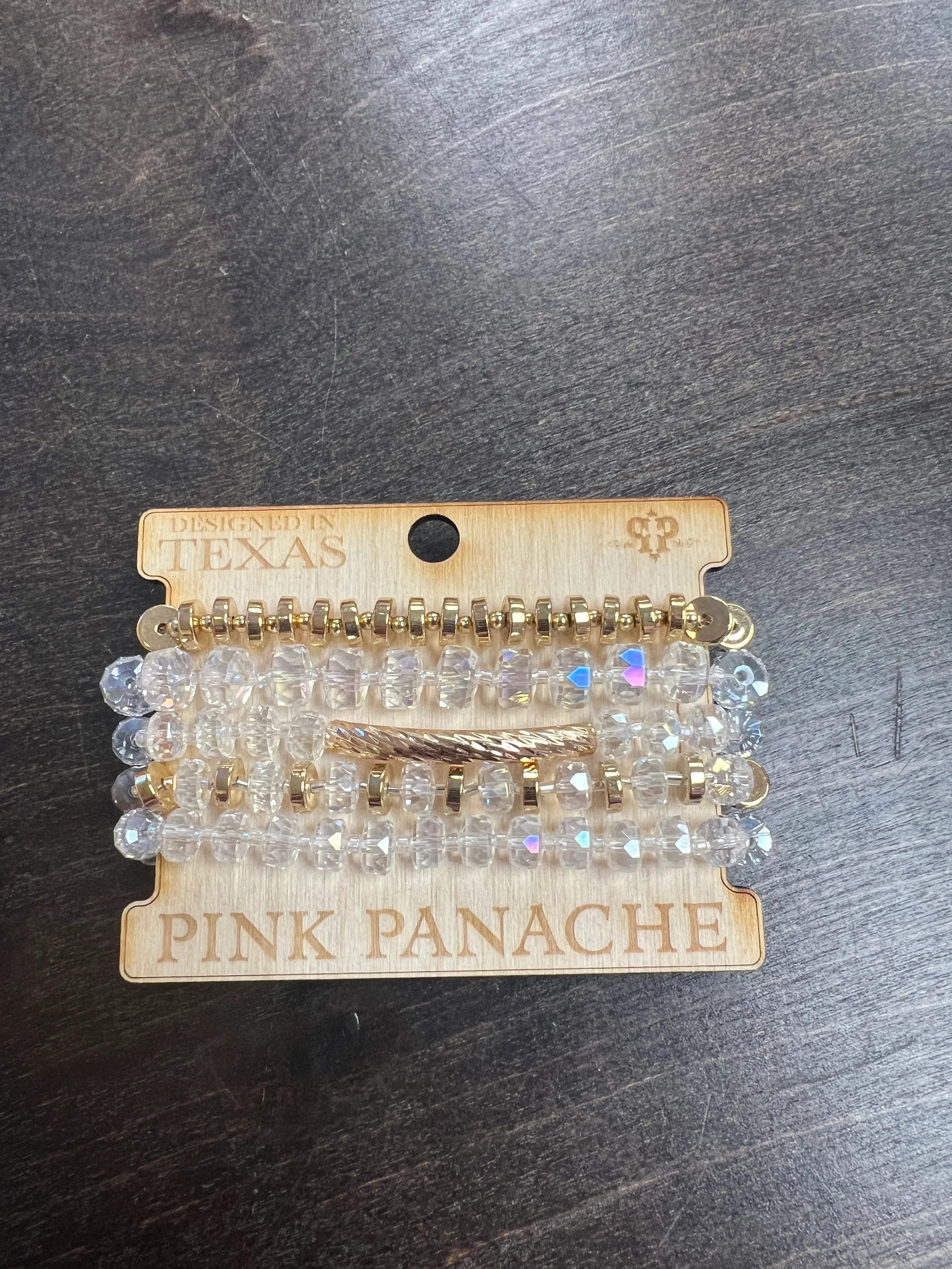 PINK PANACHE 5-Layer Clear/Gold Beaded Stack on Simply Obsessed