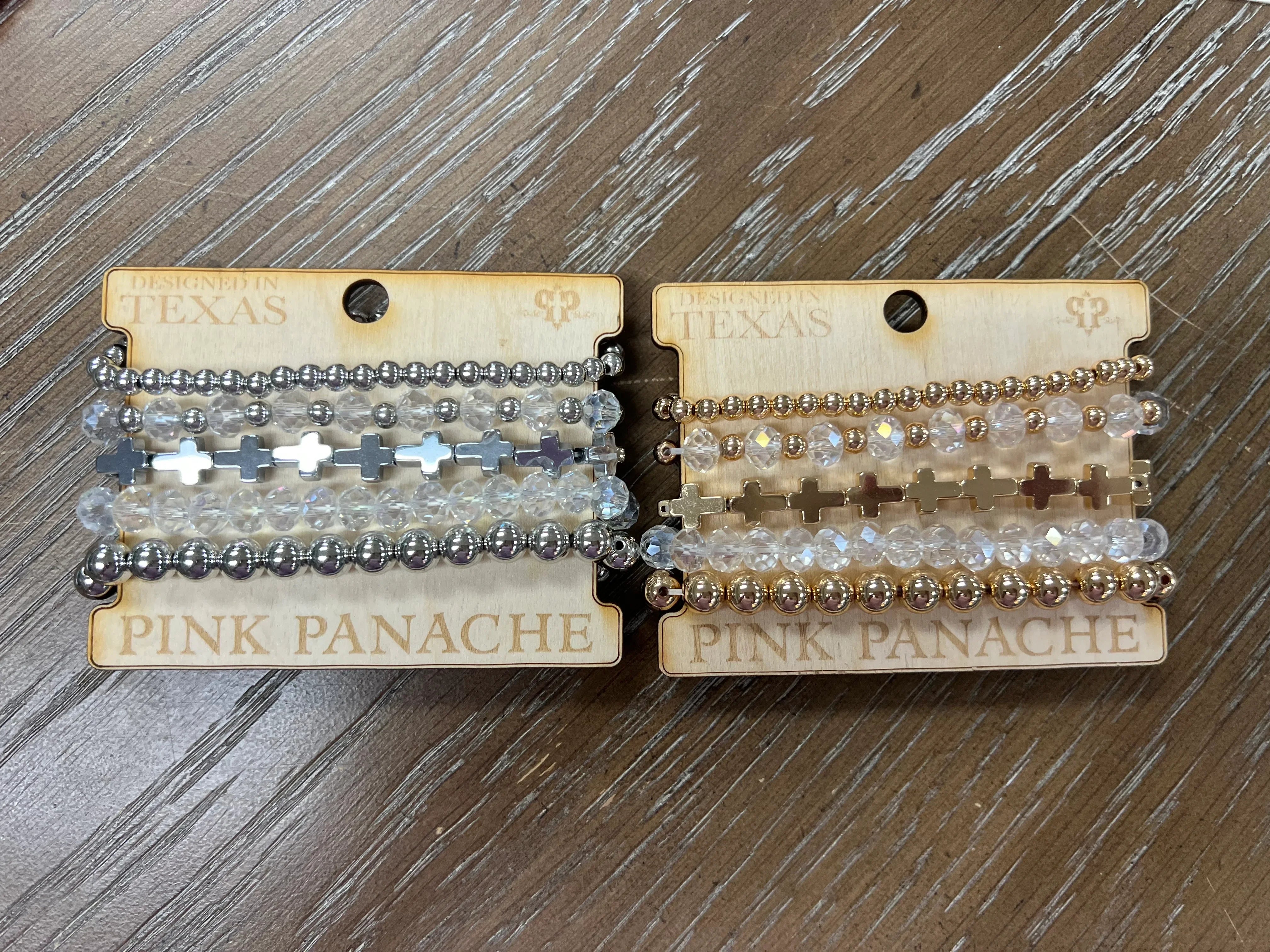 PINK PANACHE 5-Layer Cross Bracelet Stacks on Simply Obsessed