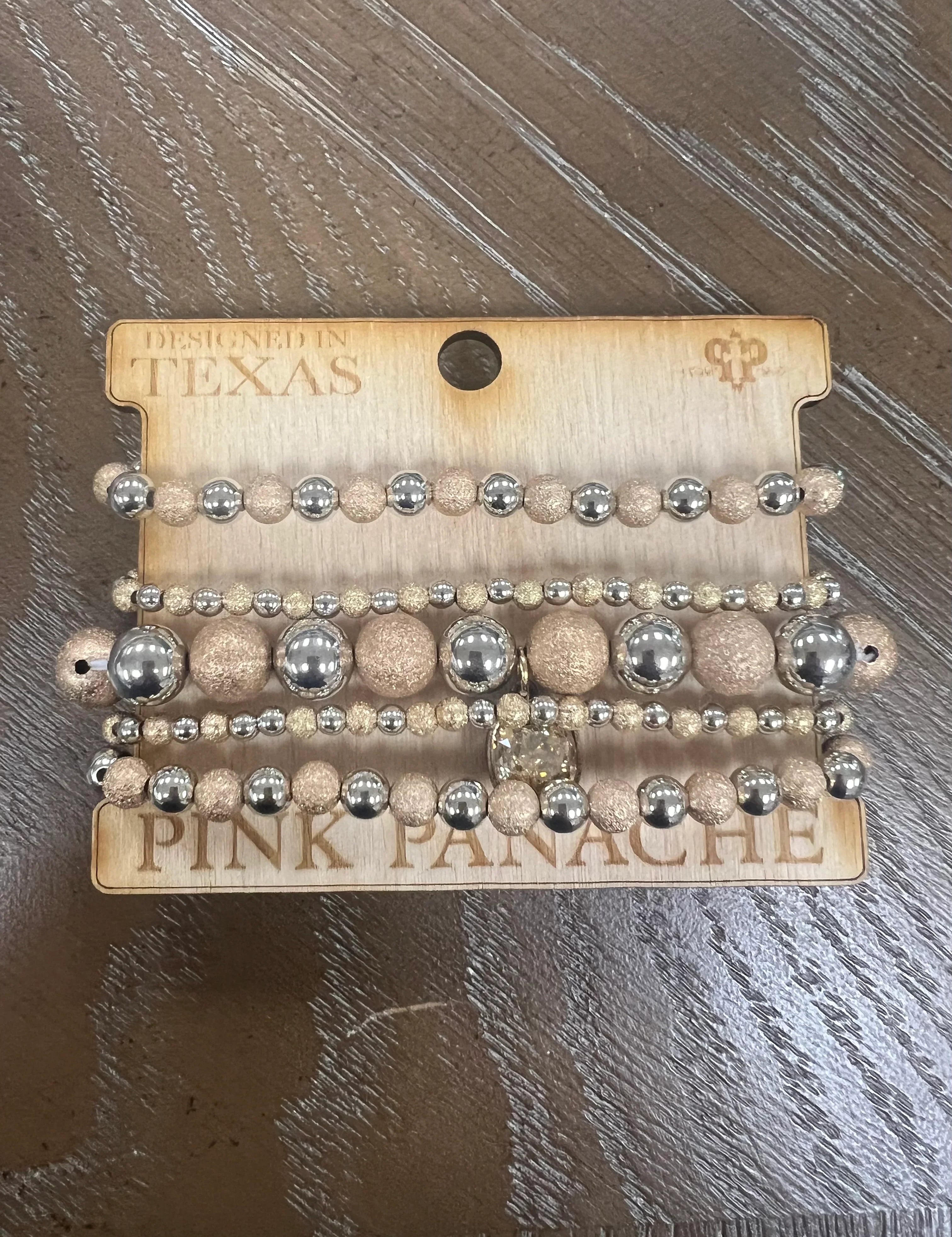 PINK PANACHE 5-Layer Neutral Silver Bracelet Stack on Simply Obsessed