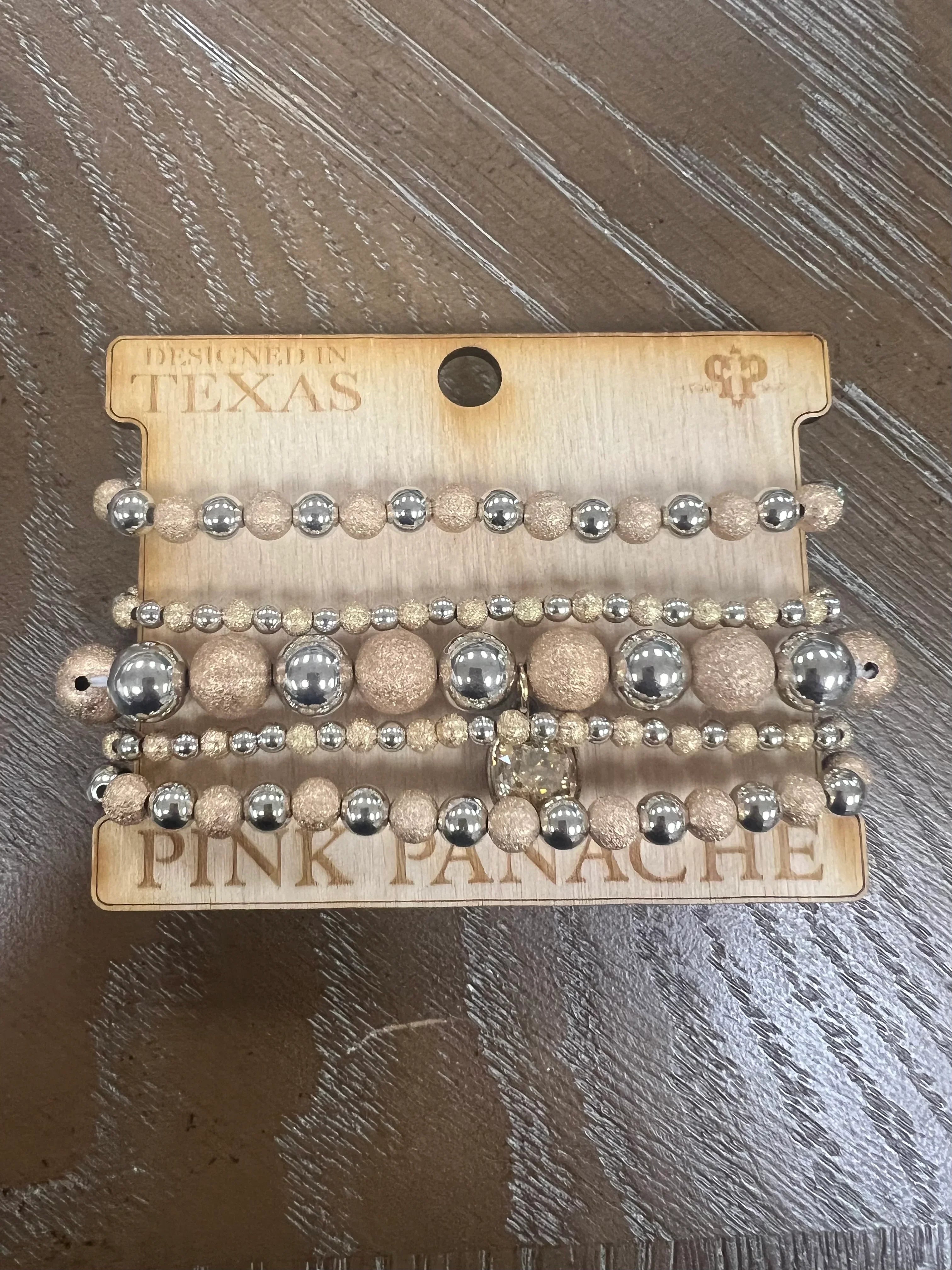 PINK PANACHE 5-Layer Neutral Silver Bracelet Stack on Simply Obsessed