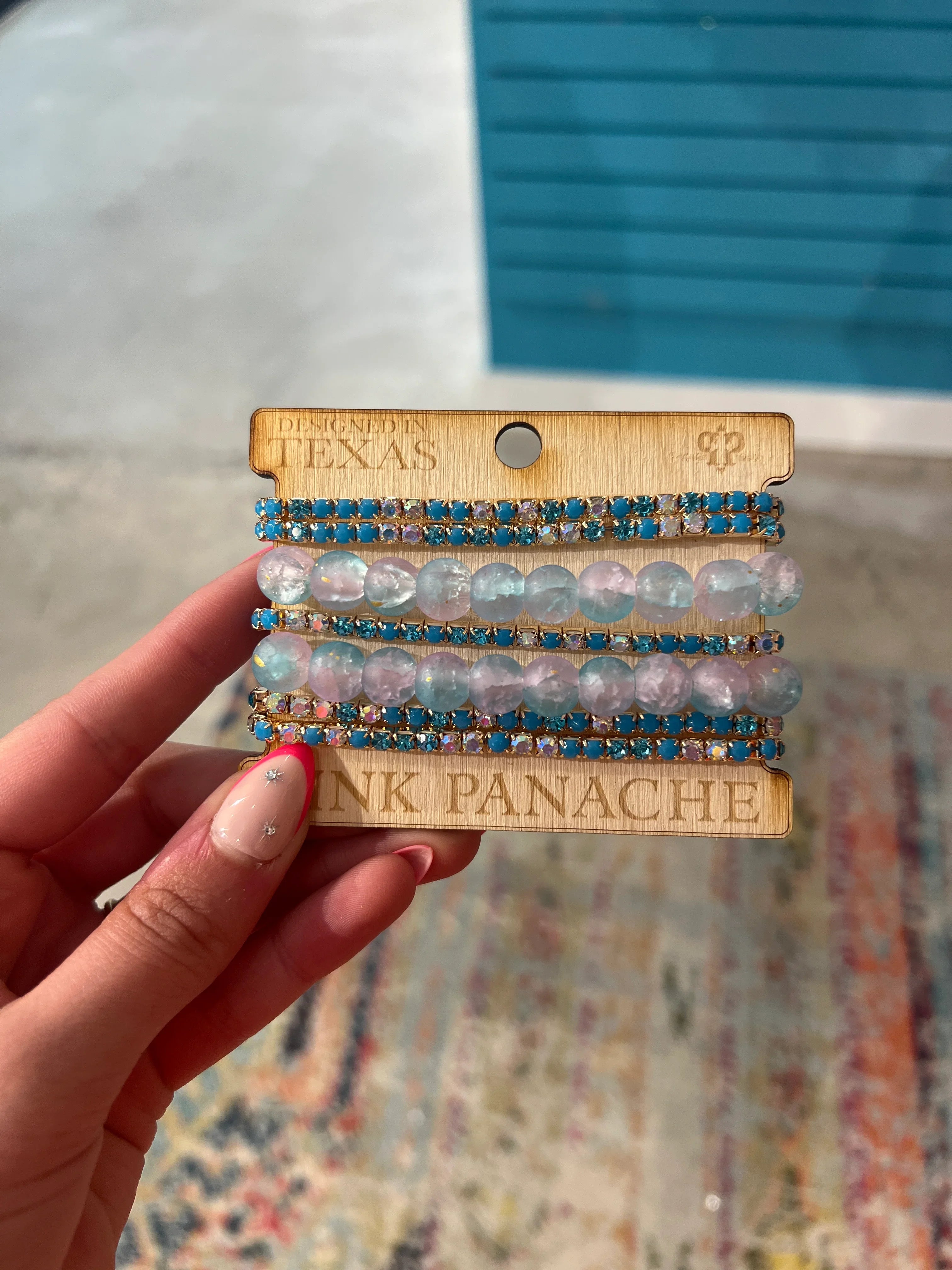 PINK PANACHE 6-Layer Blue Bracelet Stack on Simply Obsessed