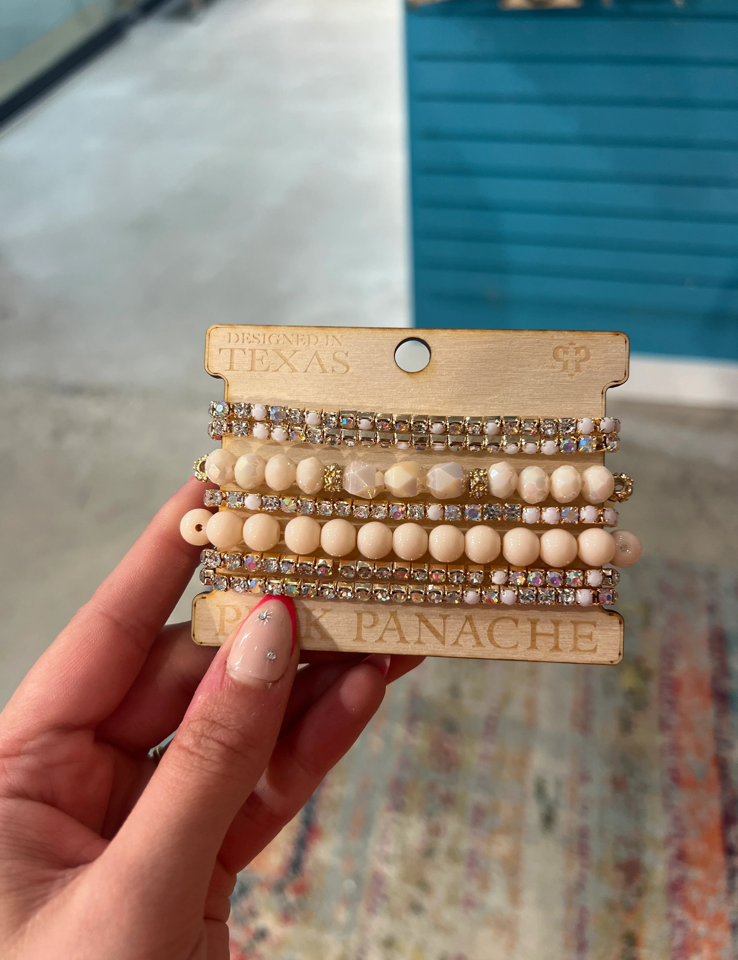 PINK PANACHE 6-Layer Cream Bracelet Stack on Simply Obsessed