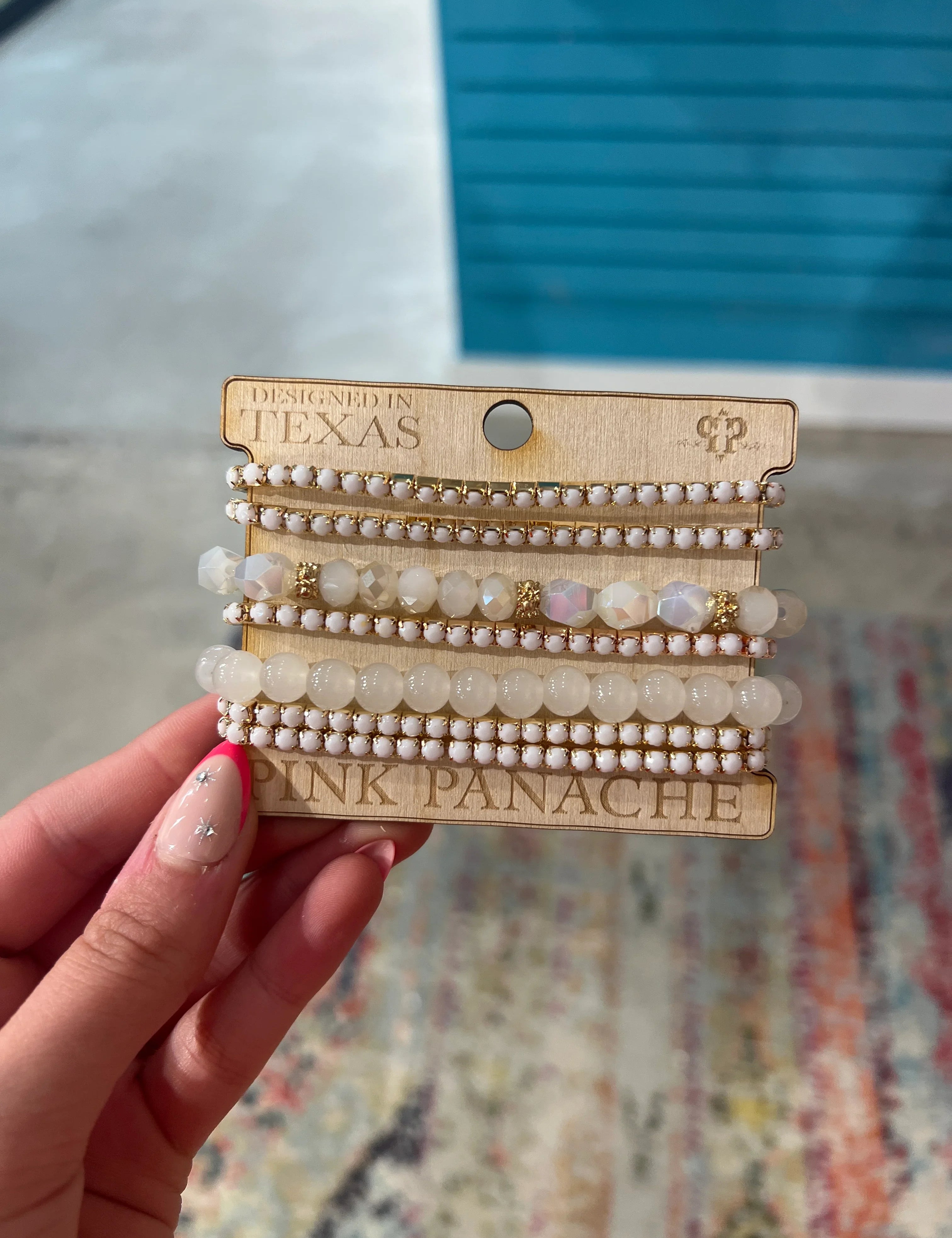 PINK PANACHE 6-Layer White Bracelet Stack on Simply Obsessed