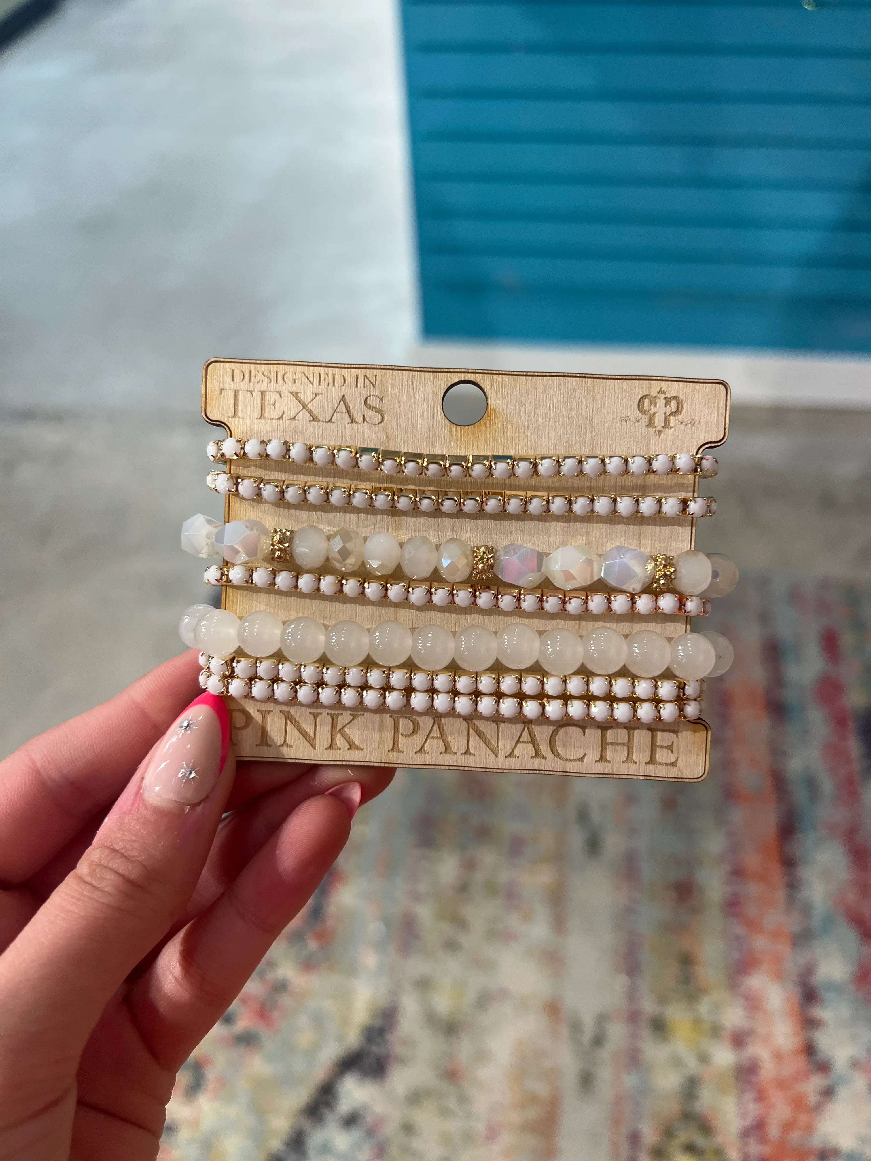 PINK PANACHE 6-Layer White Bracelet Stack on Simply Obsessed