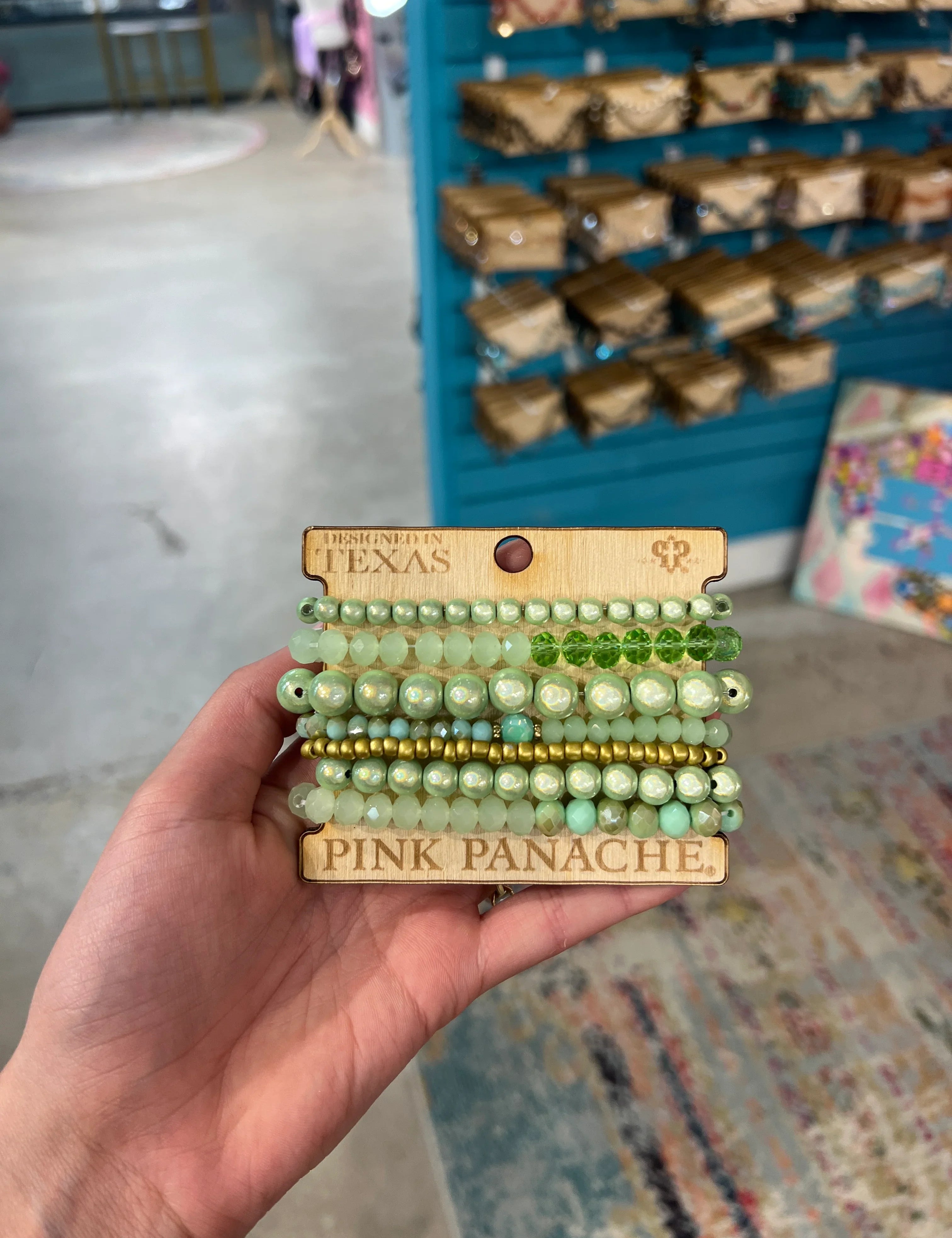 PINK PANACHE 7-Layer Green Bracelet Stack on Simply Obsessed