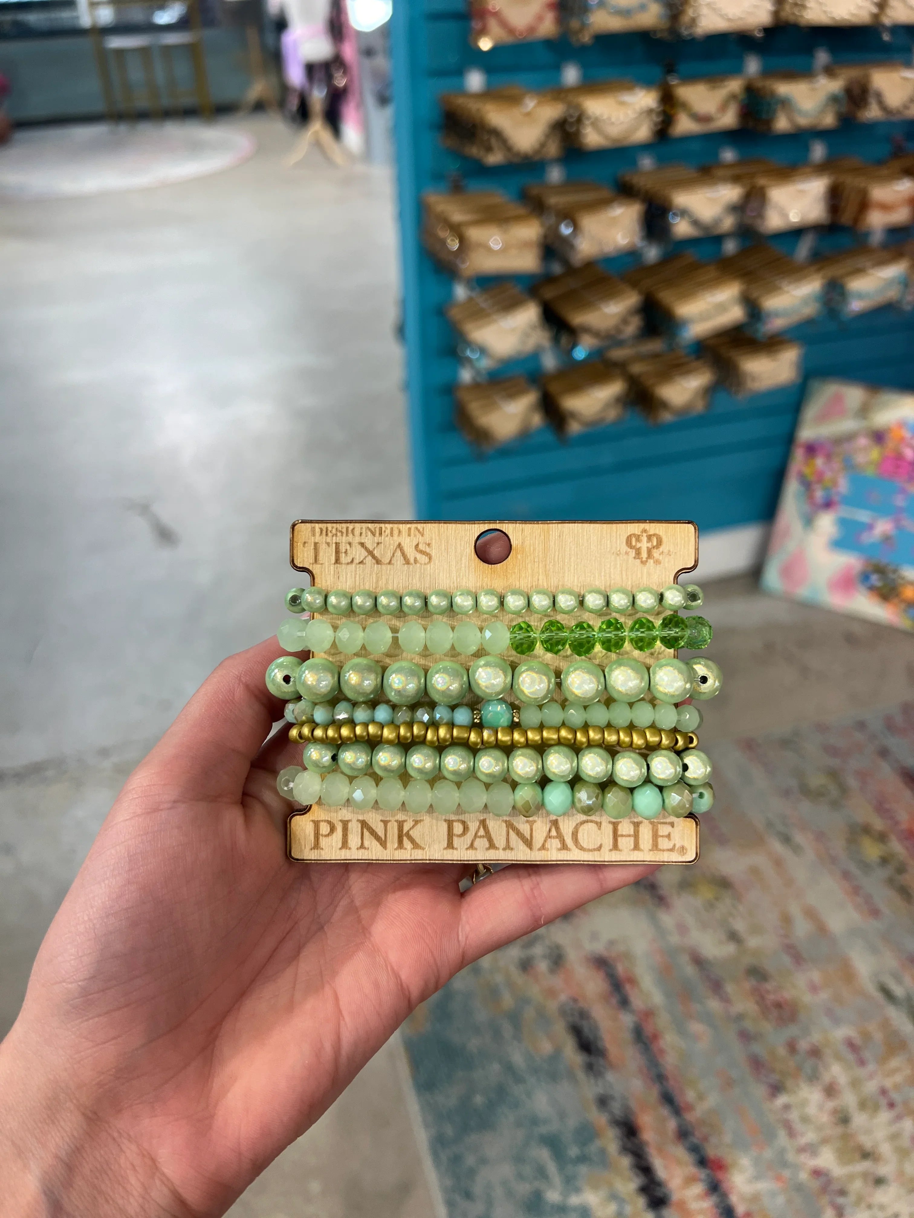 PINK PANACHE 7-Layer Green Bracelet Stack on Simply Obsessed
