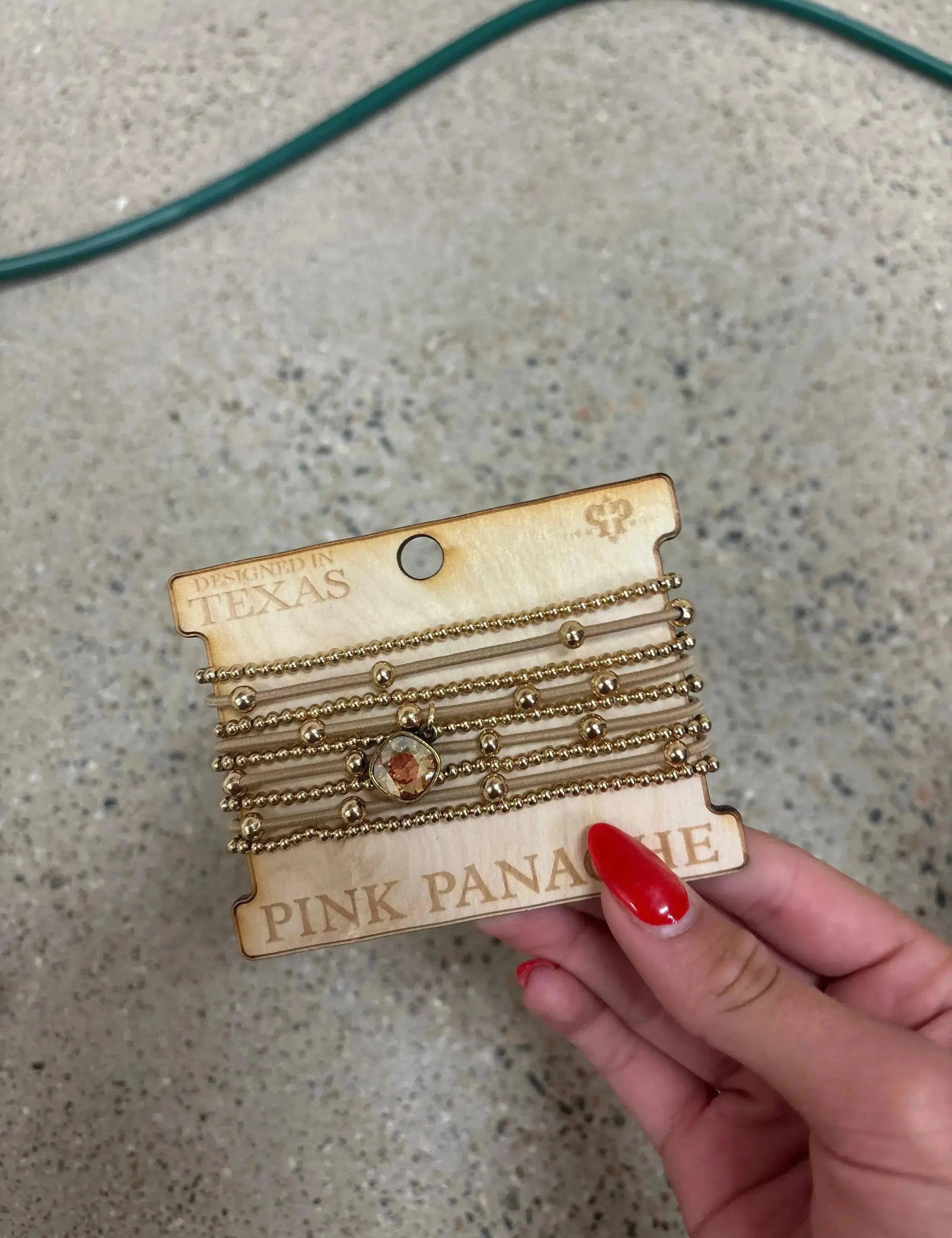 PINK PANACHE 9-Layer Gold Stone Bracelet Stack on Simply Obsessed