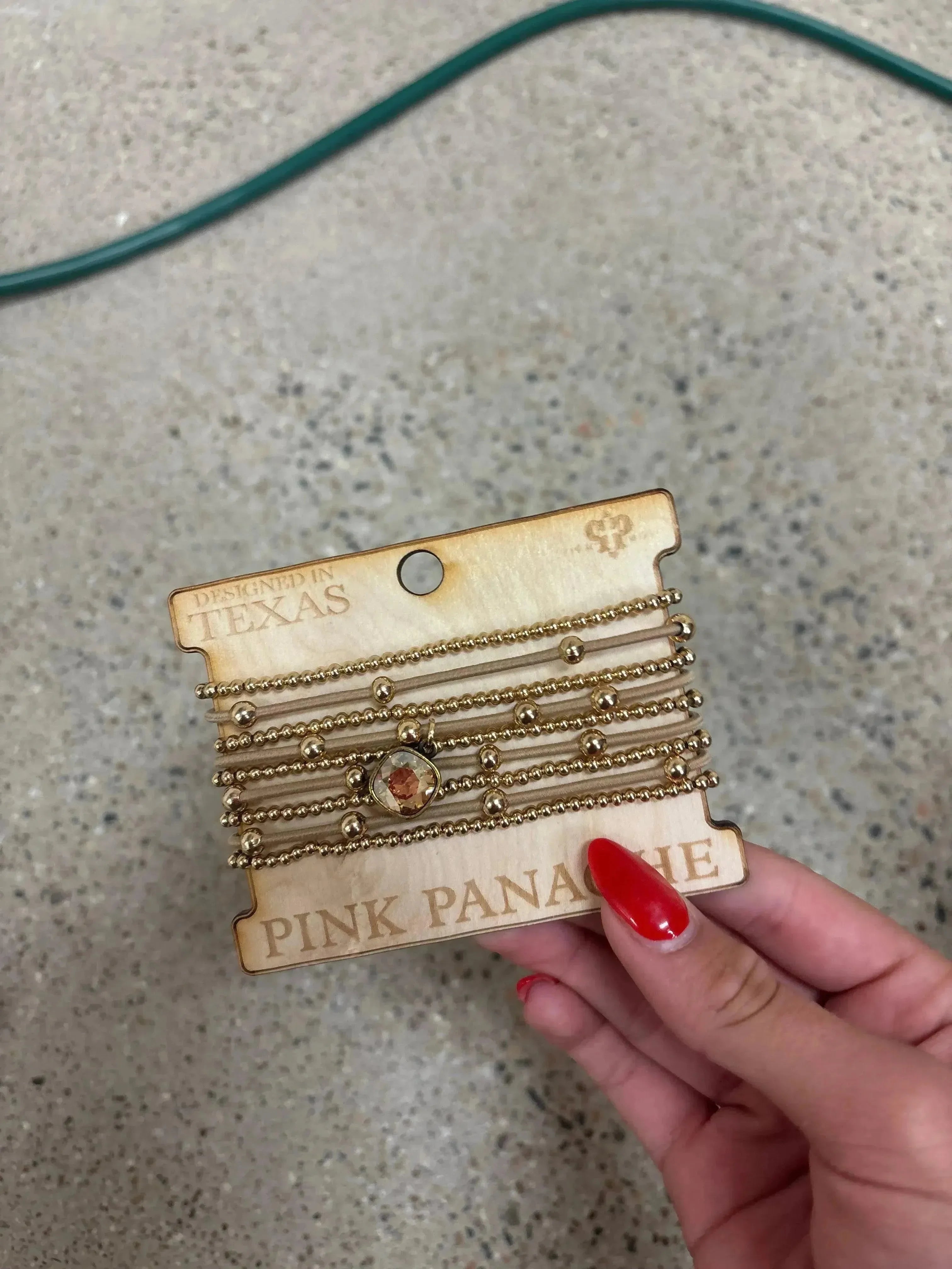 PINK PANACHE 9-Layer Gold Stone Bracelet Stack on Simply Obsessed