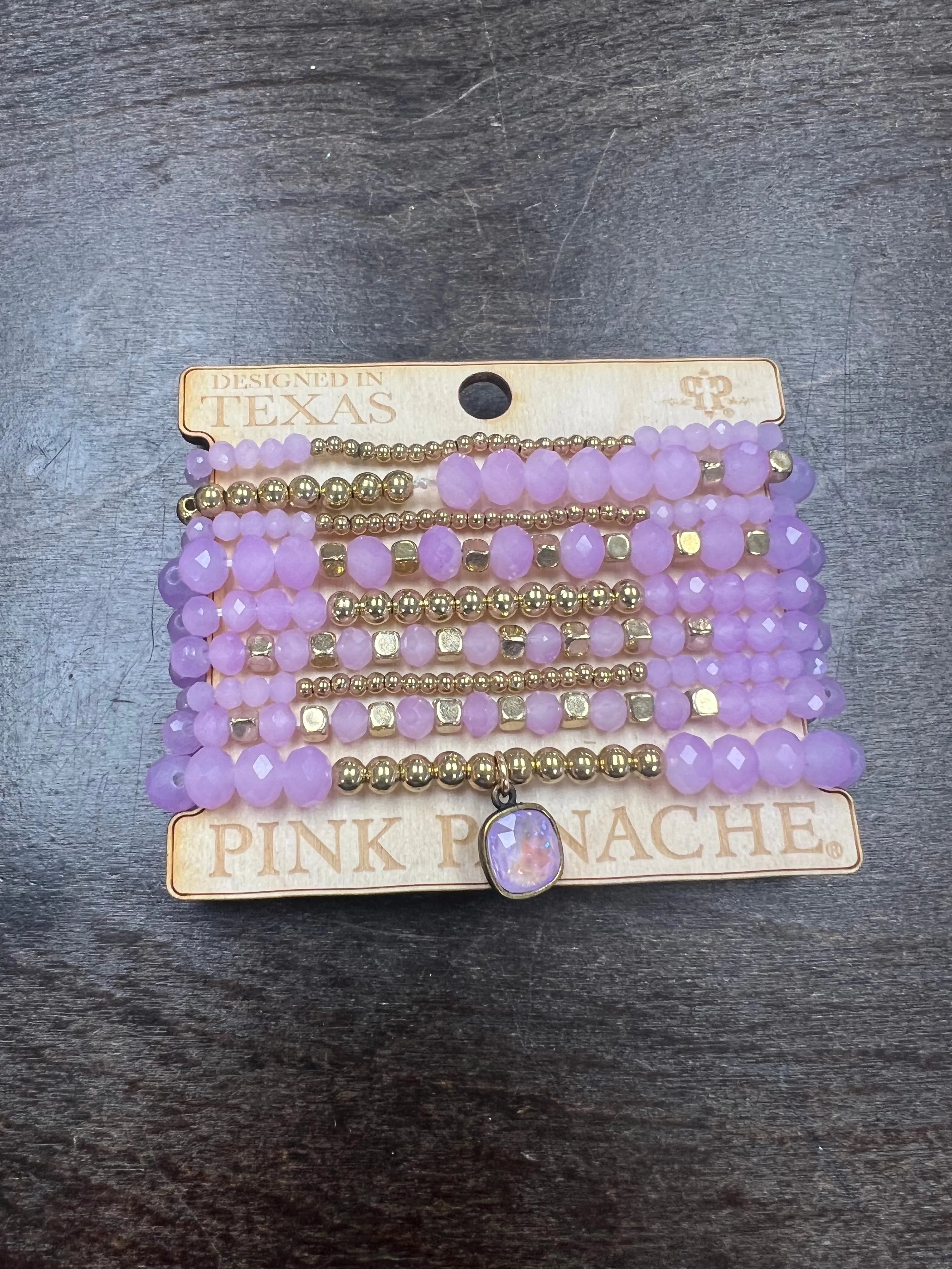 PINK PANACHE 9-Layer Purple/Gold Bracelet Stack on Simply Obsessed