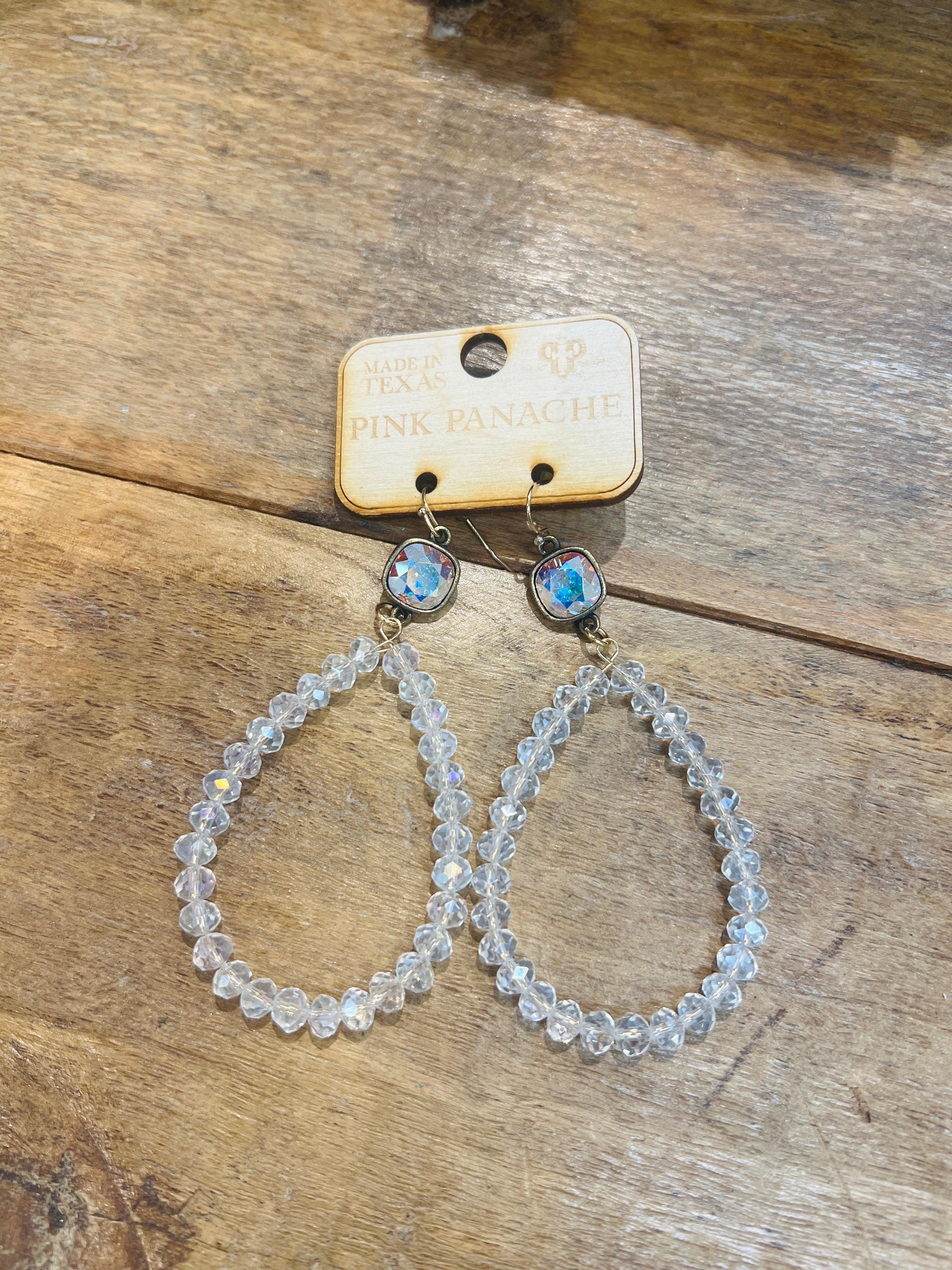 PINK PANACHE AB Beaded Teardrop Earrings on Simply Obsessed