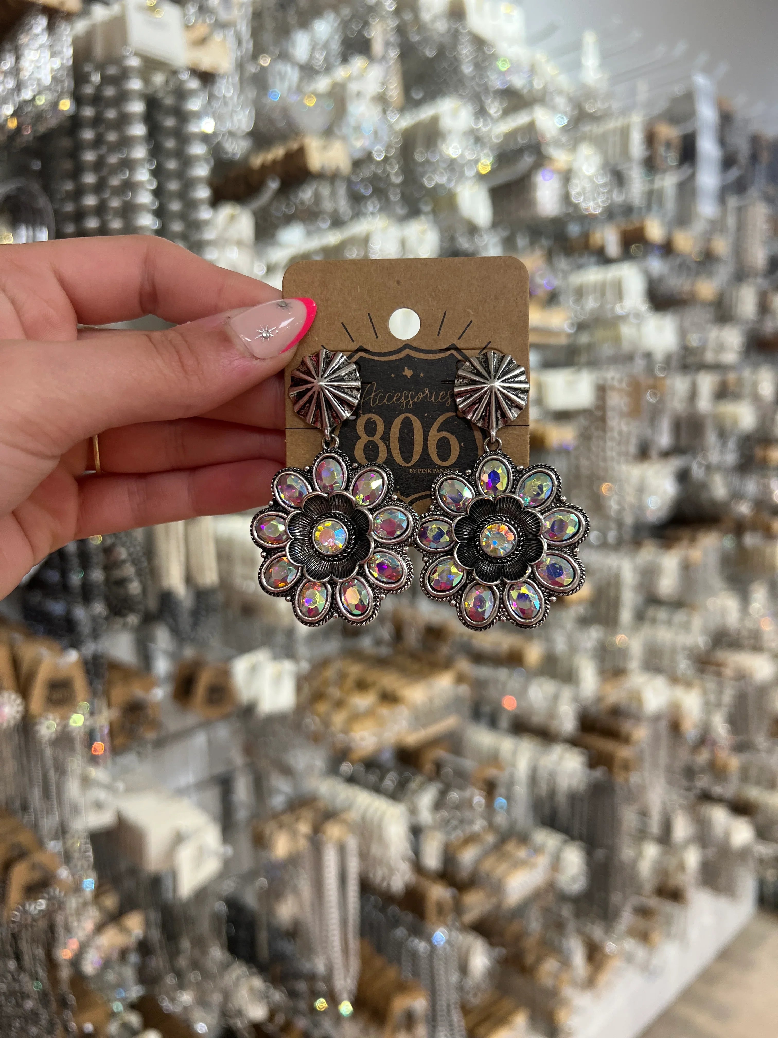 PINK PANACHE AB Flower Earrings on Simply Obsessed
