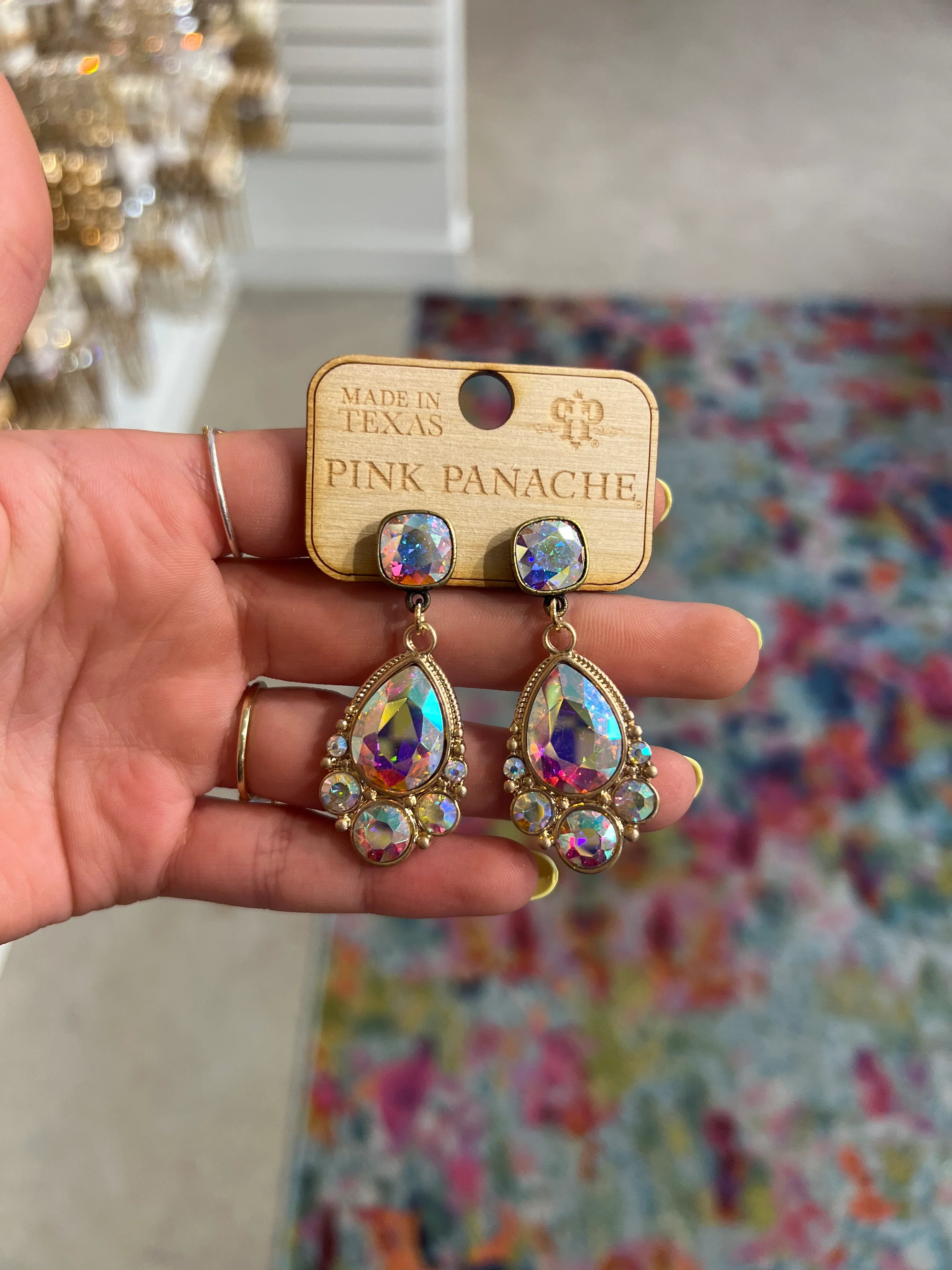 PINK PANACHE AB Stone Earrings on Simply Obsessed
