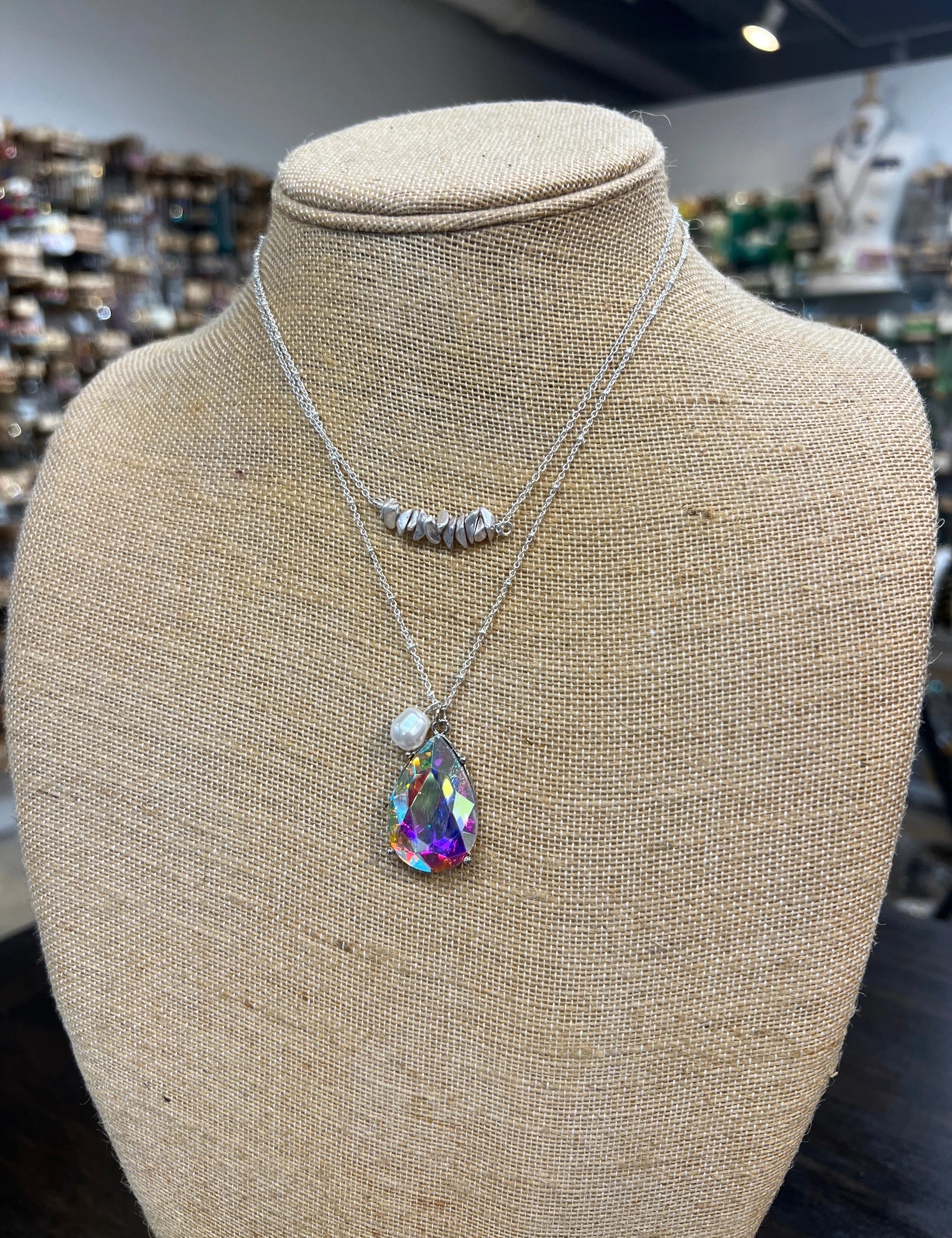 PINK PANACHE AB Teardrop Layered Necklace on Simply Obsessed