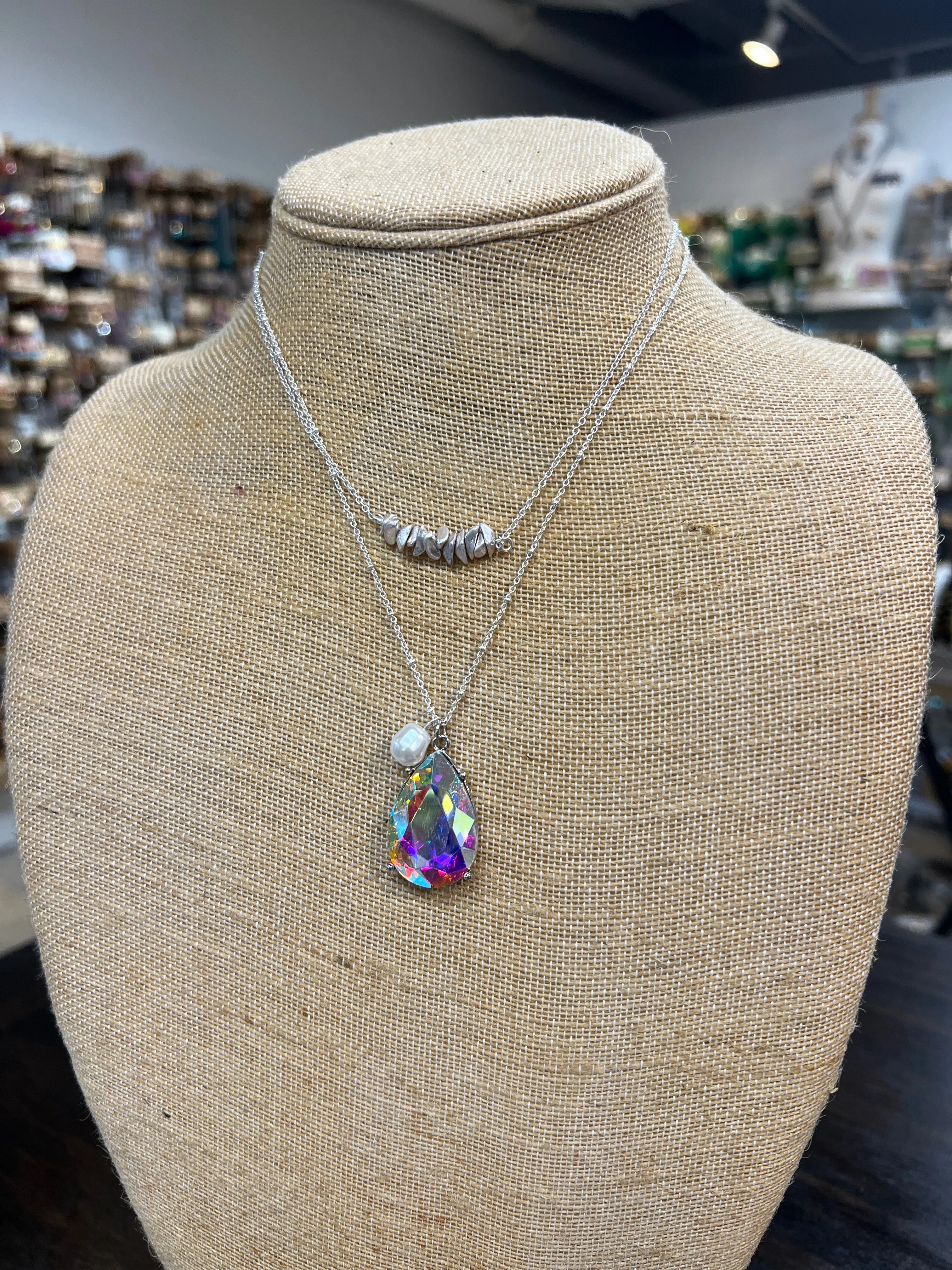 PINK PANACHE AB Teardrop Layered Necklace on Simply Obsessed
