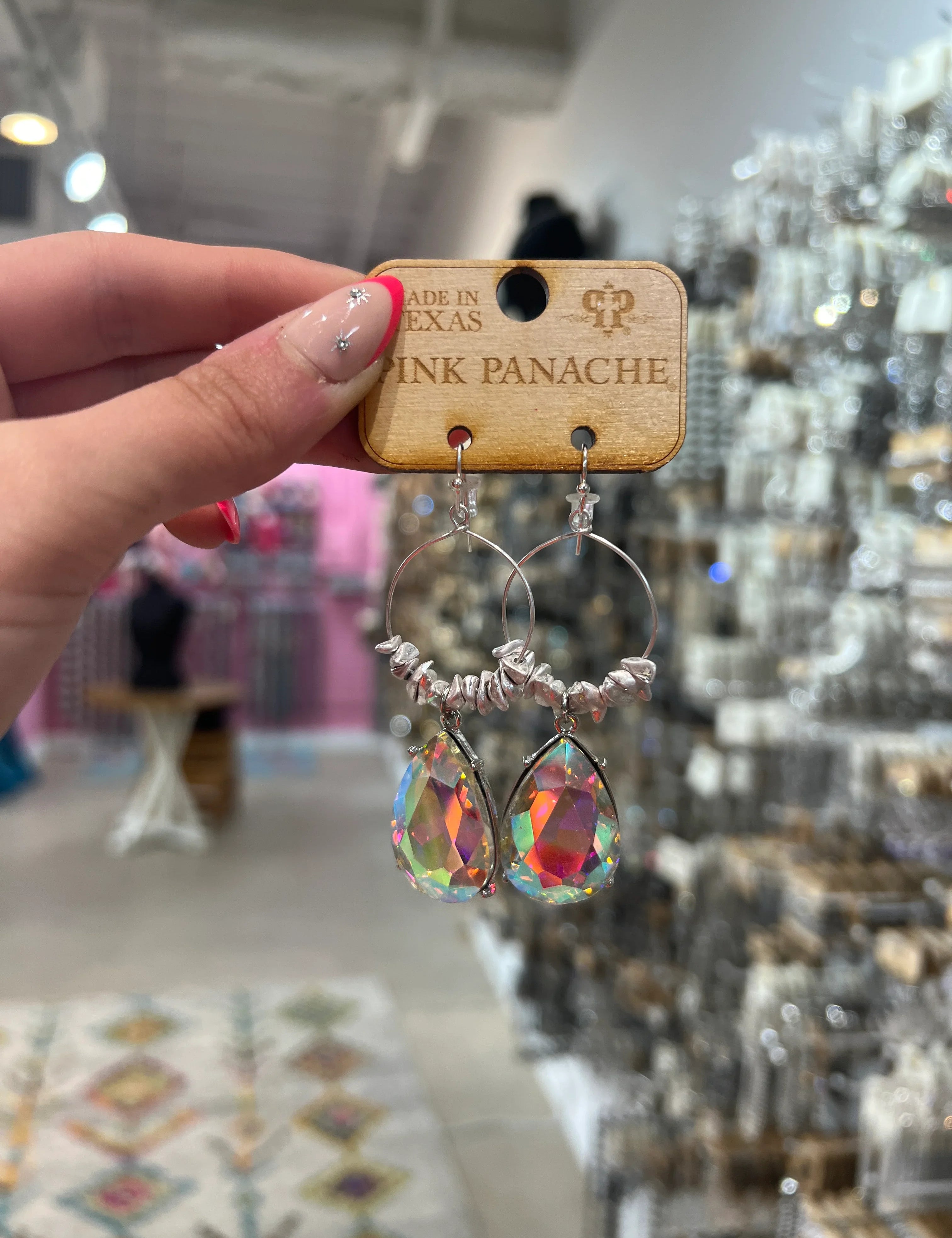 PINK PANACHE AB Teardrop Stone Earrings on Simply Obsessed