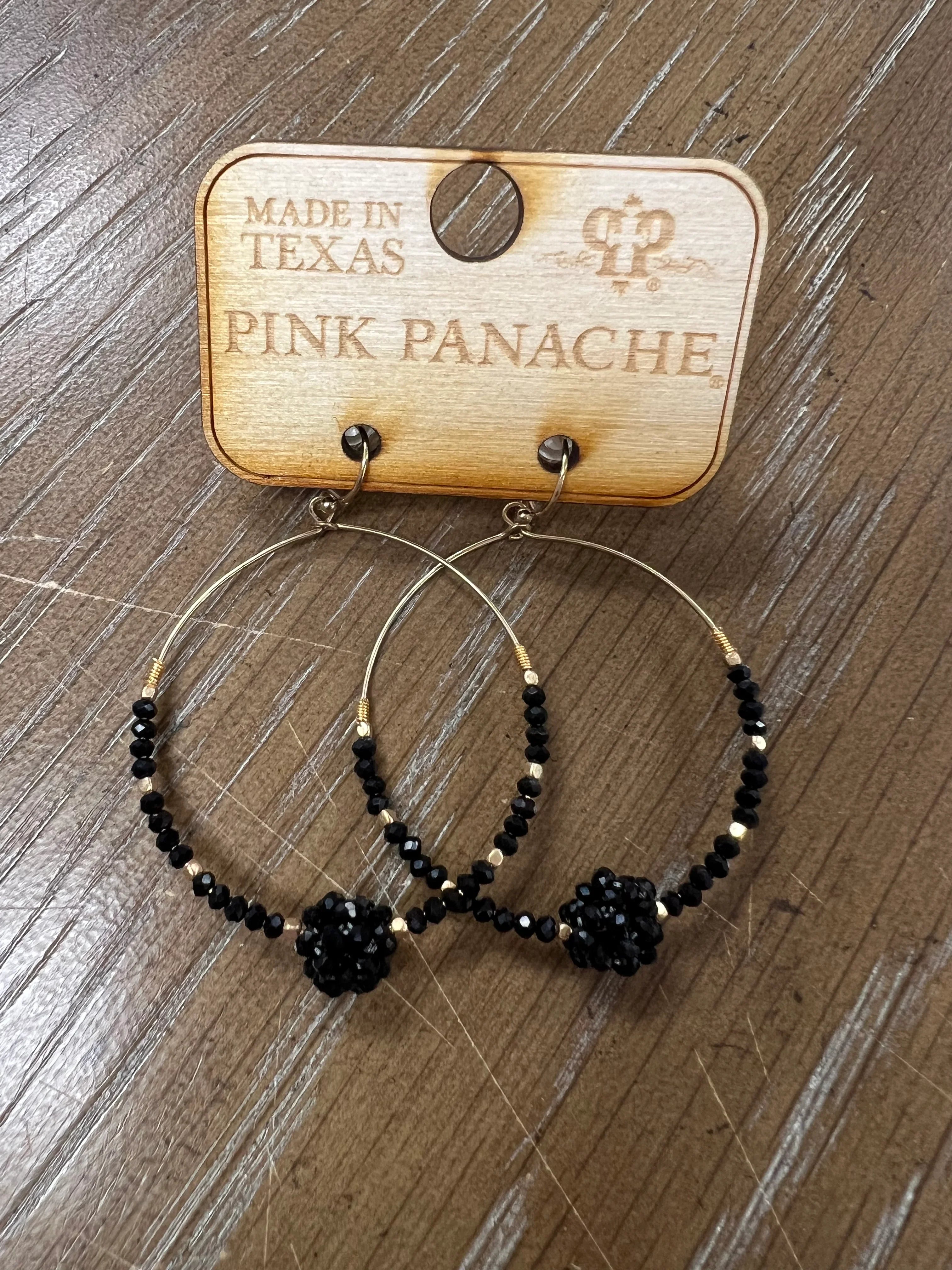 PINK PANACHE Black Beaded Detail Hoops on Simply Obsessed