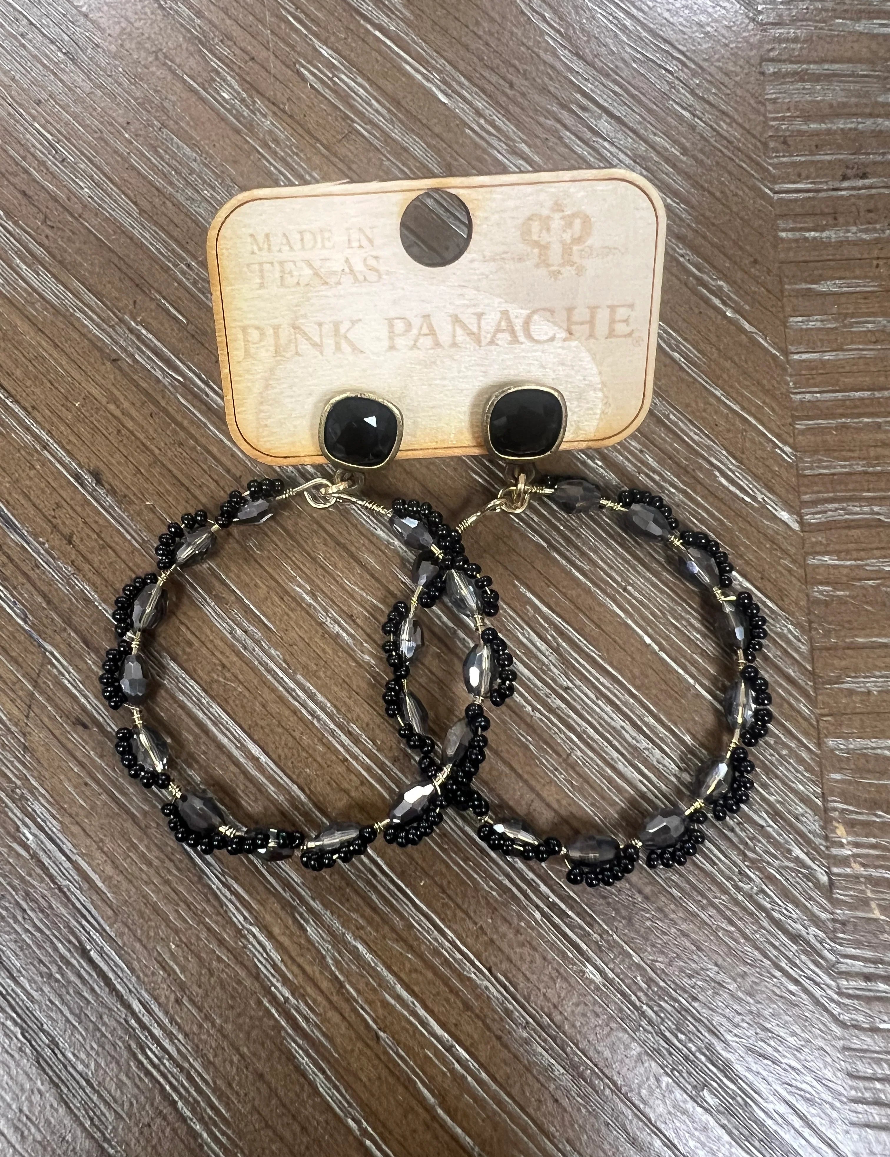 PINK PANACHE Black Beaded Detail Hoops on Simply Obsessed