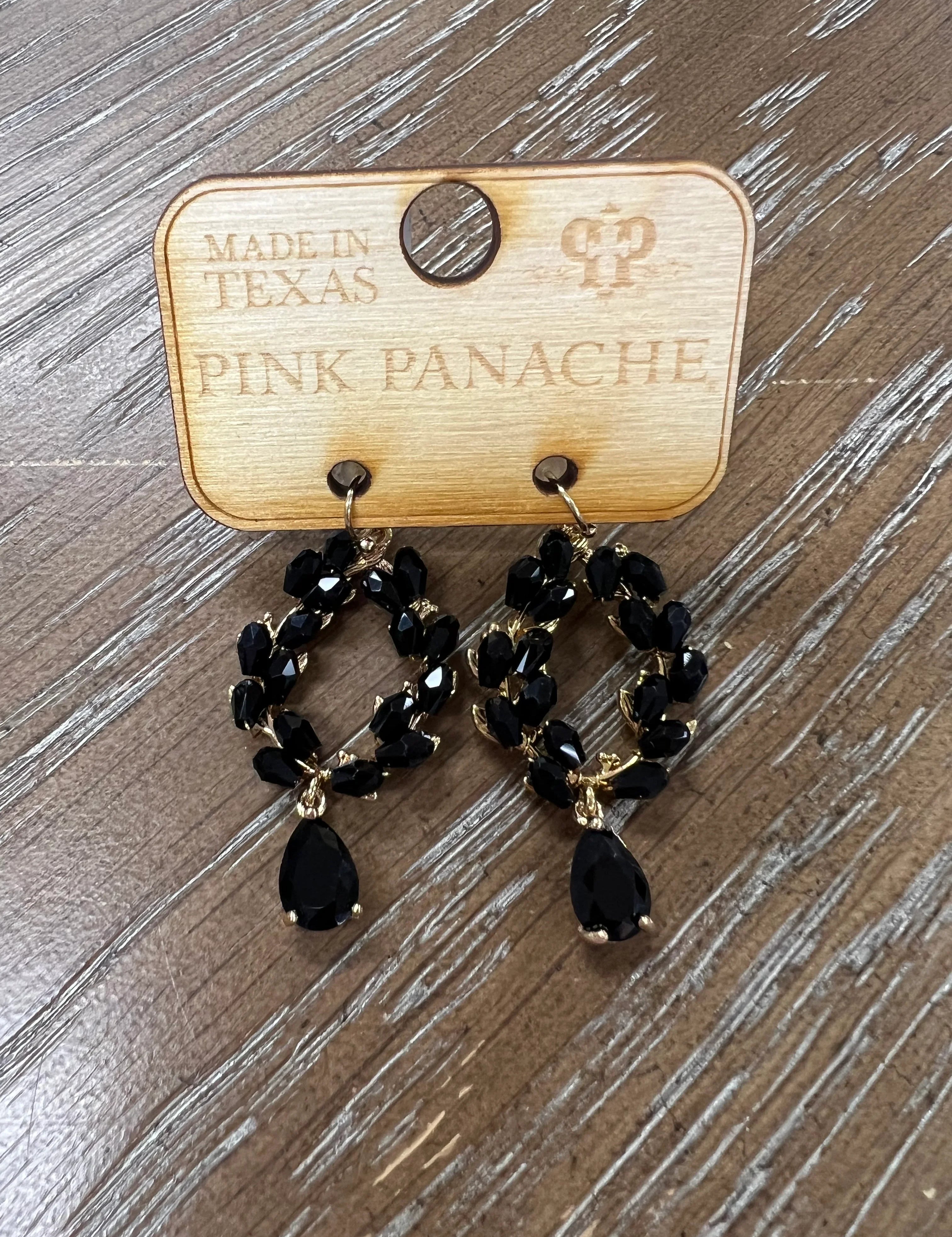 PINK PANACHE Black Beaded Oval Earrings on Simply Obsessed