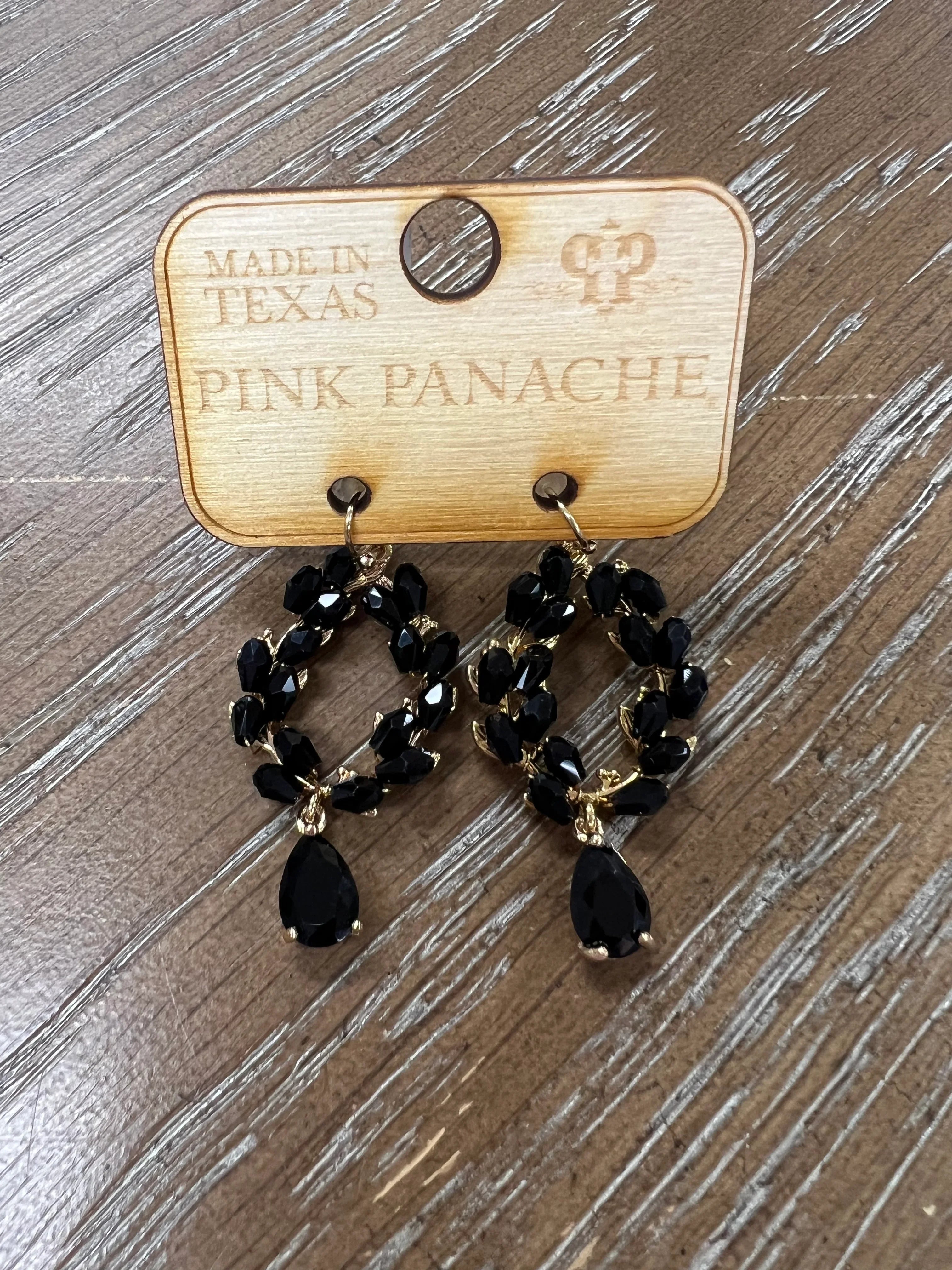 PINK PANACHE Black Beaded Oval Earrings on Simply Obsessed