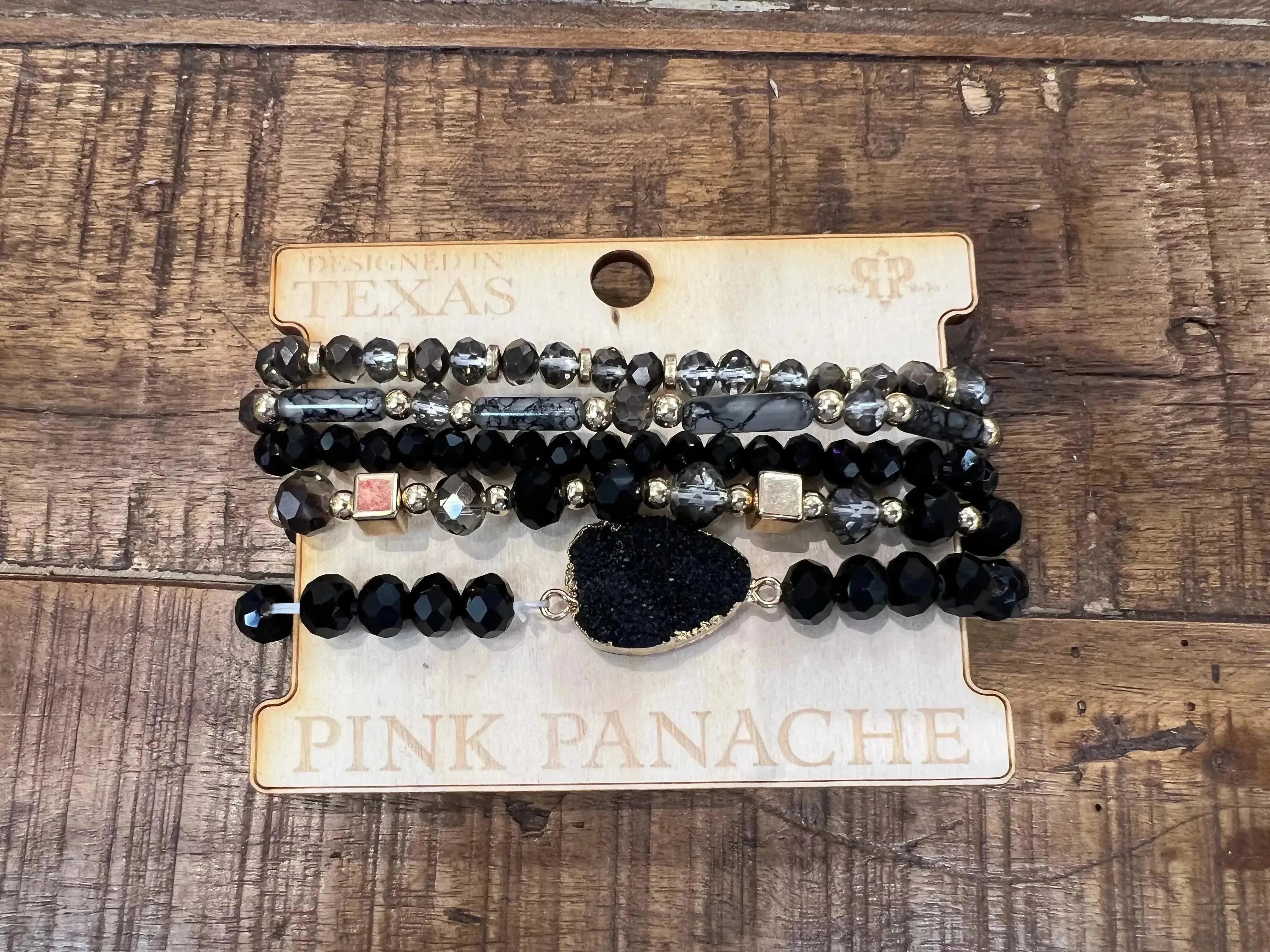 PINK PANACHE Black Druzy Bracelet Stack on Simply Obsessed