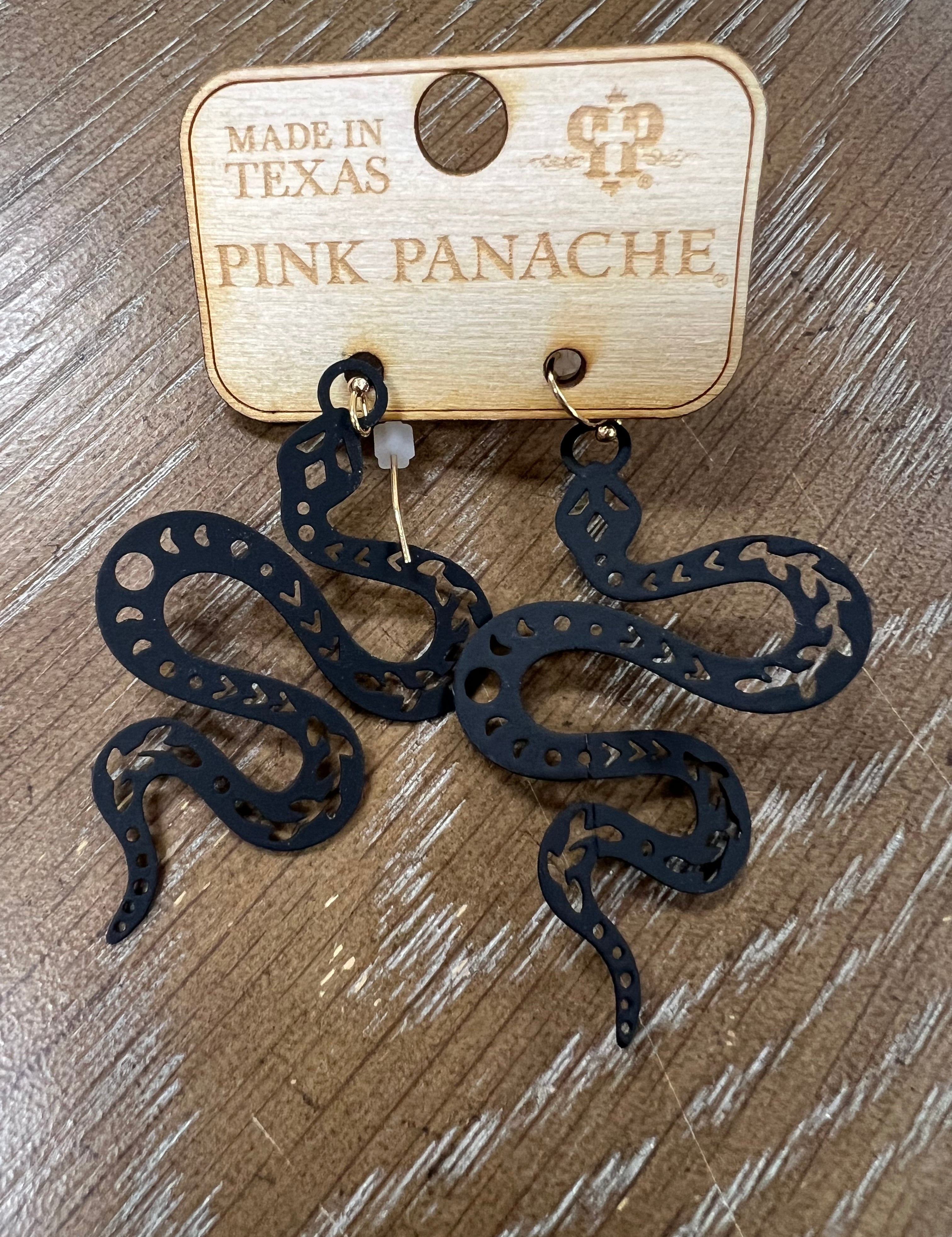 PINK PANACHE: Black Snake Earrings on Simply Obsessed