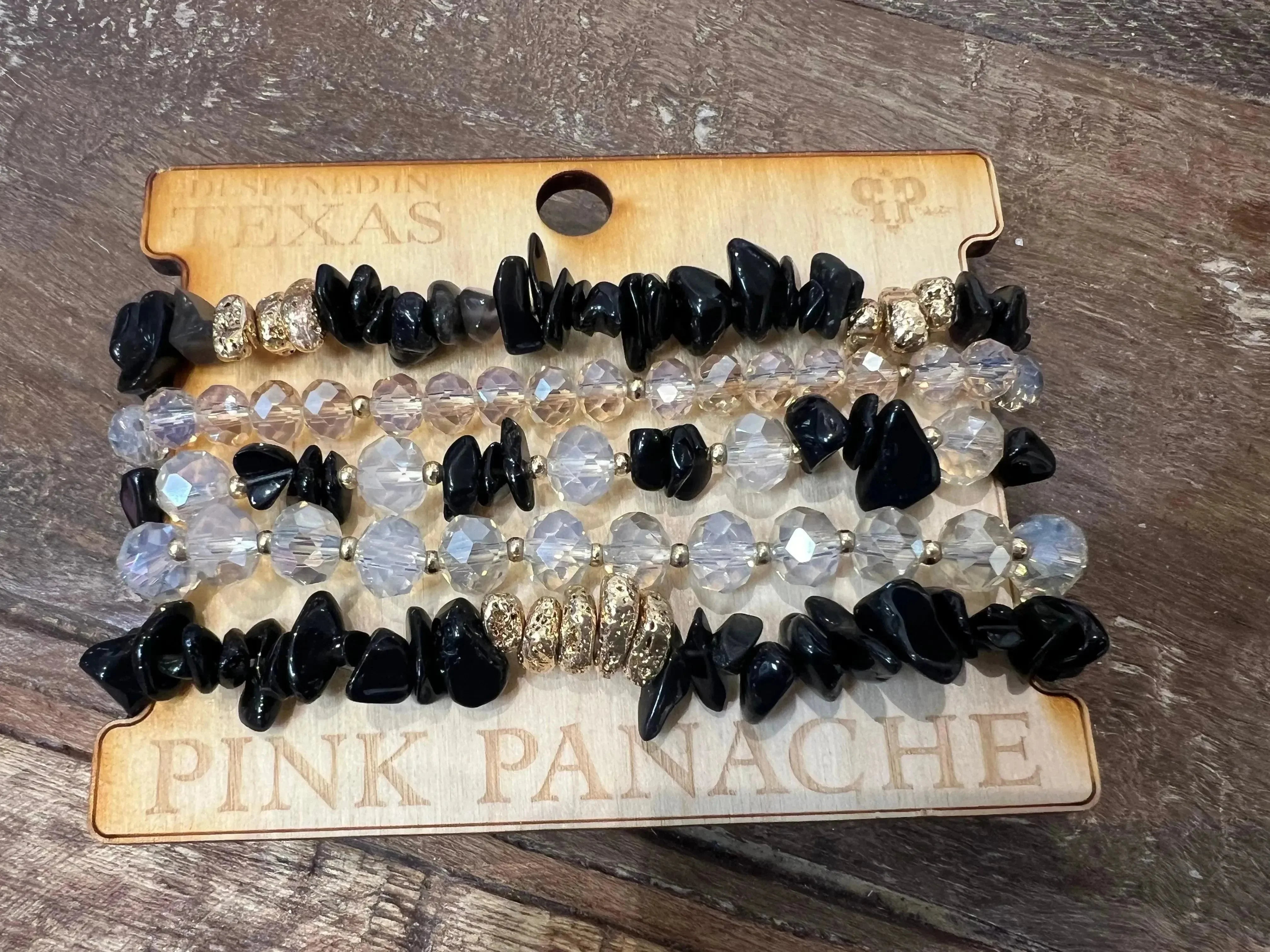 PINK PANACHE Black Stone Beaded Stack on Simply Obsessed