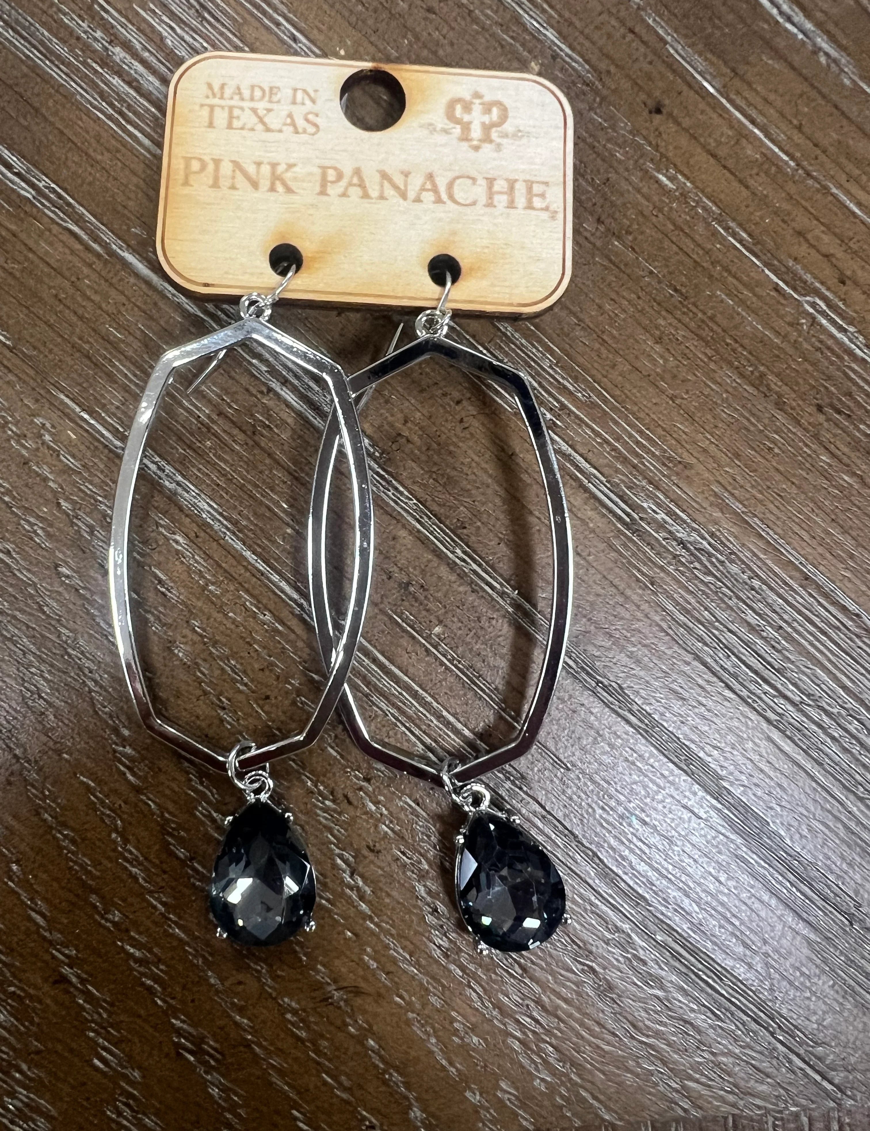 PINK PANACHE Black Teardrop Stone Earrings on Simply Obsessed