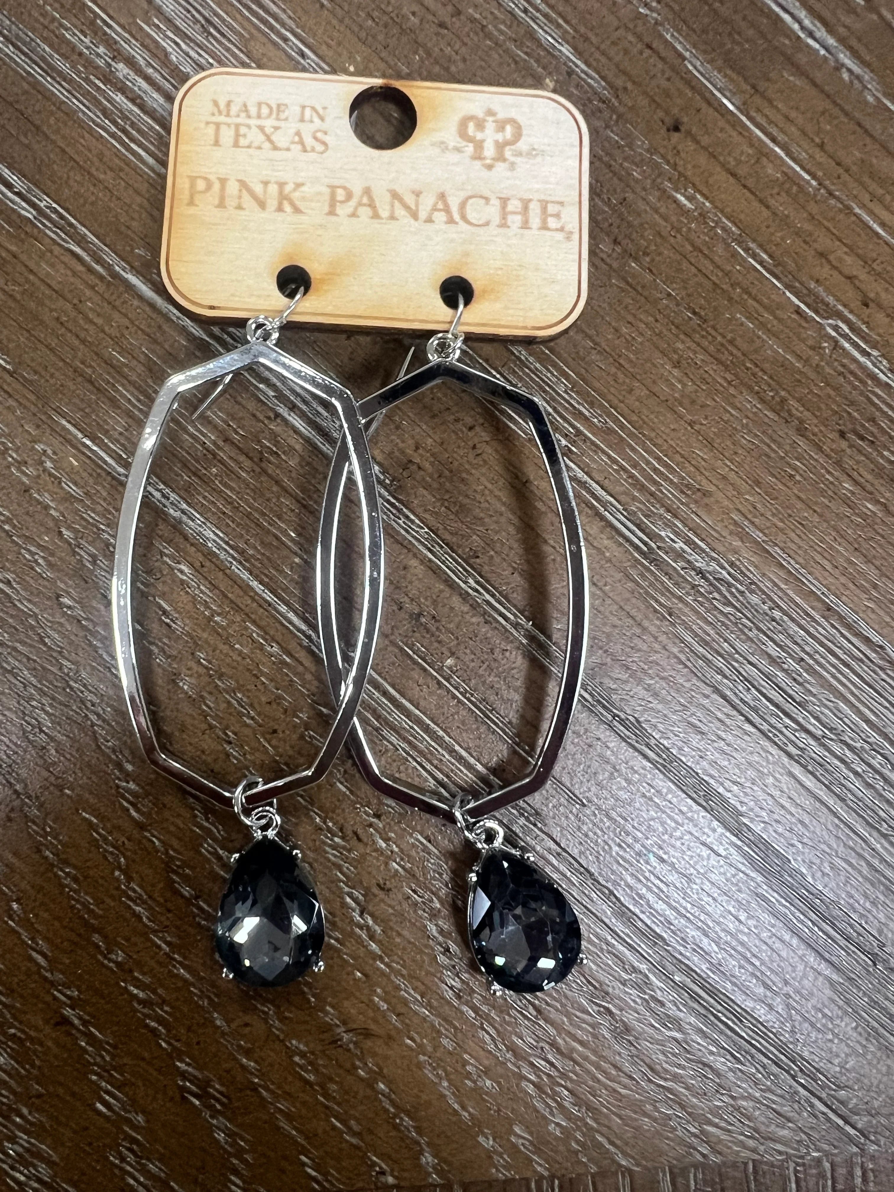 PINK PANACHE Black Teardrop Stone Earrings on Simply Obsessed