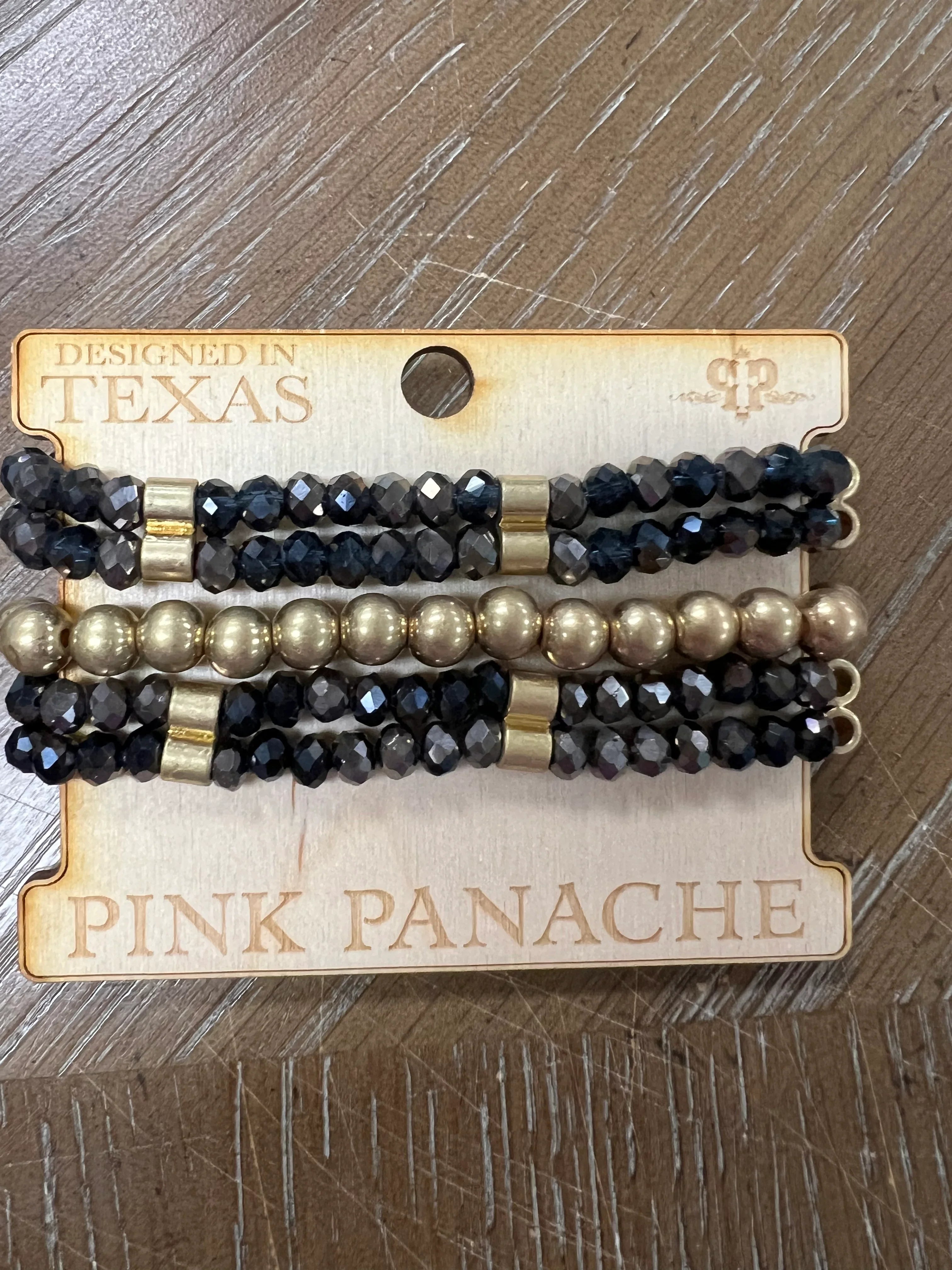 PINK PANACHE Black/Gold Bracelet Stack on Simply Obsessed