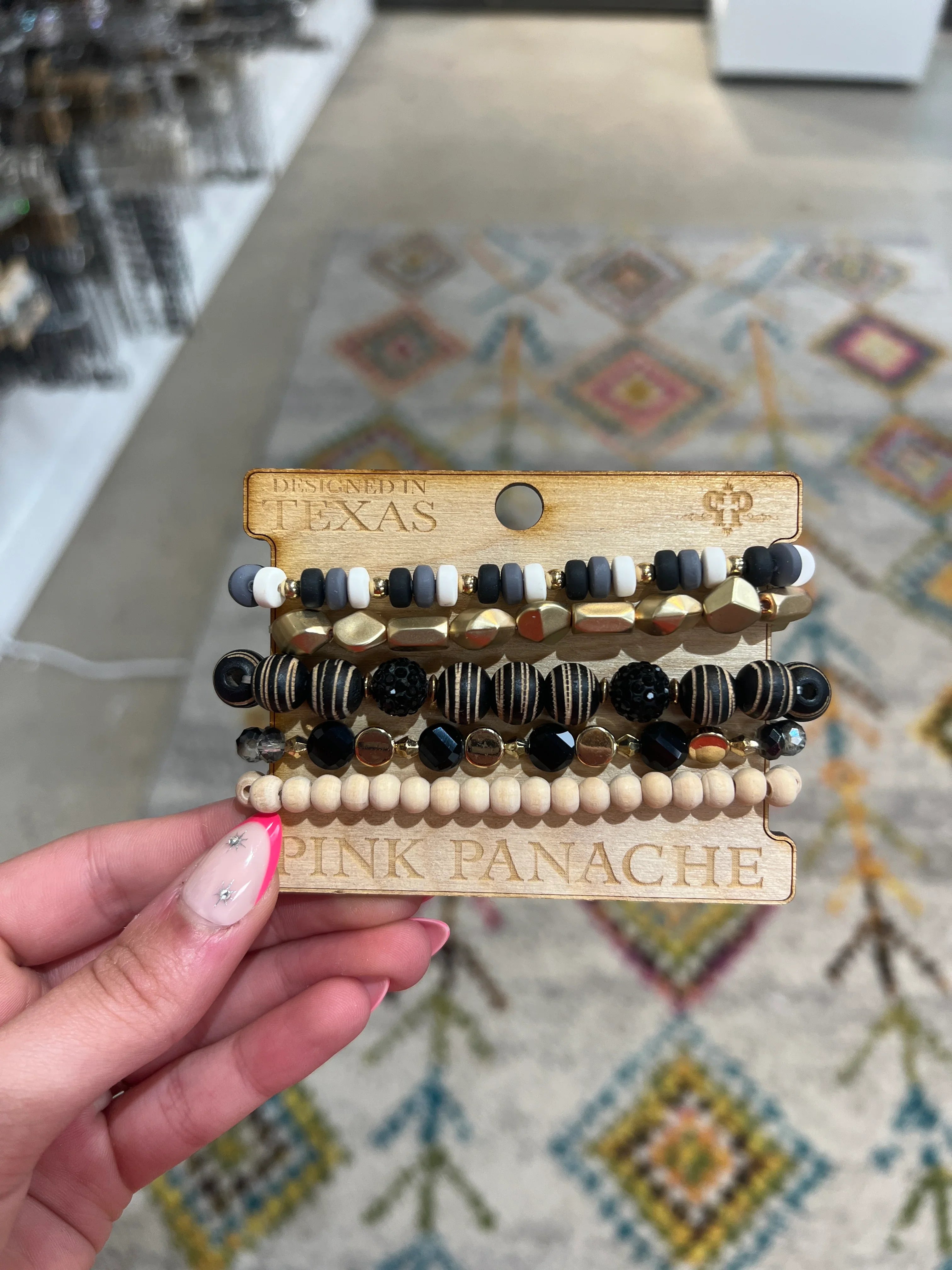 PINK PANACHE Black/Gold Bracelet Stack on Simply Obsessed