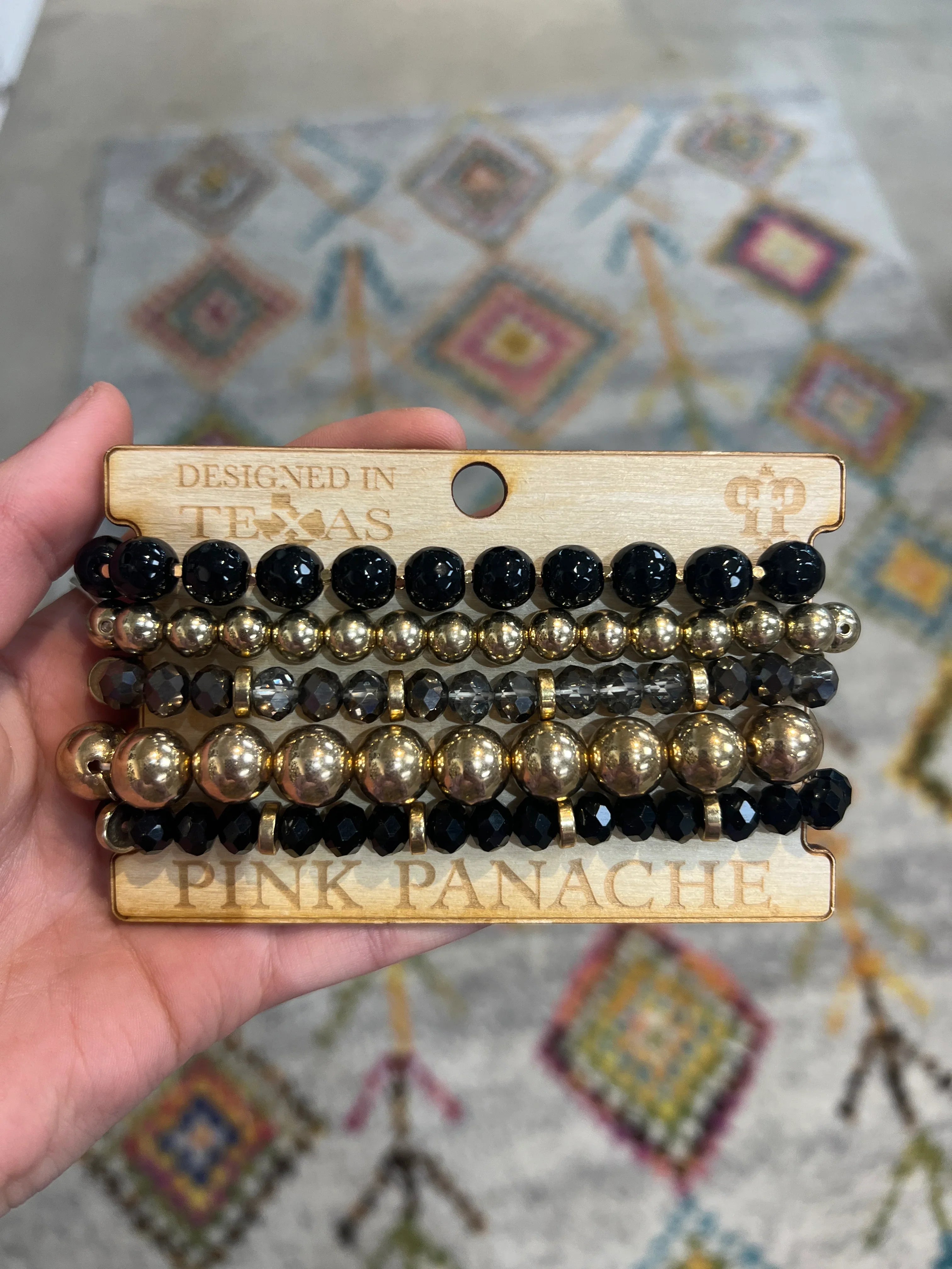 PINK PANACHE Black/Gold Bracelet Stack on Simply Obsessed