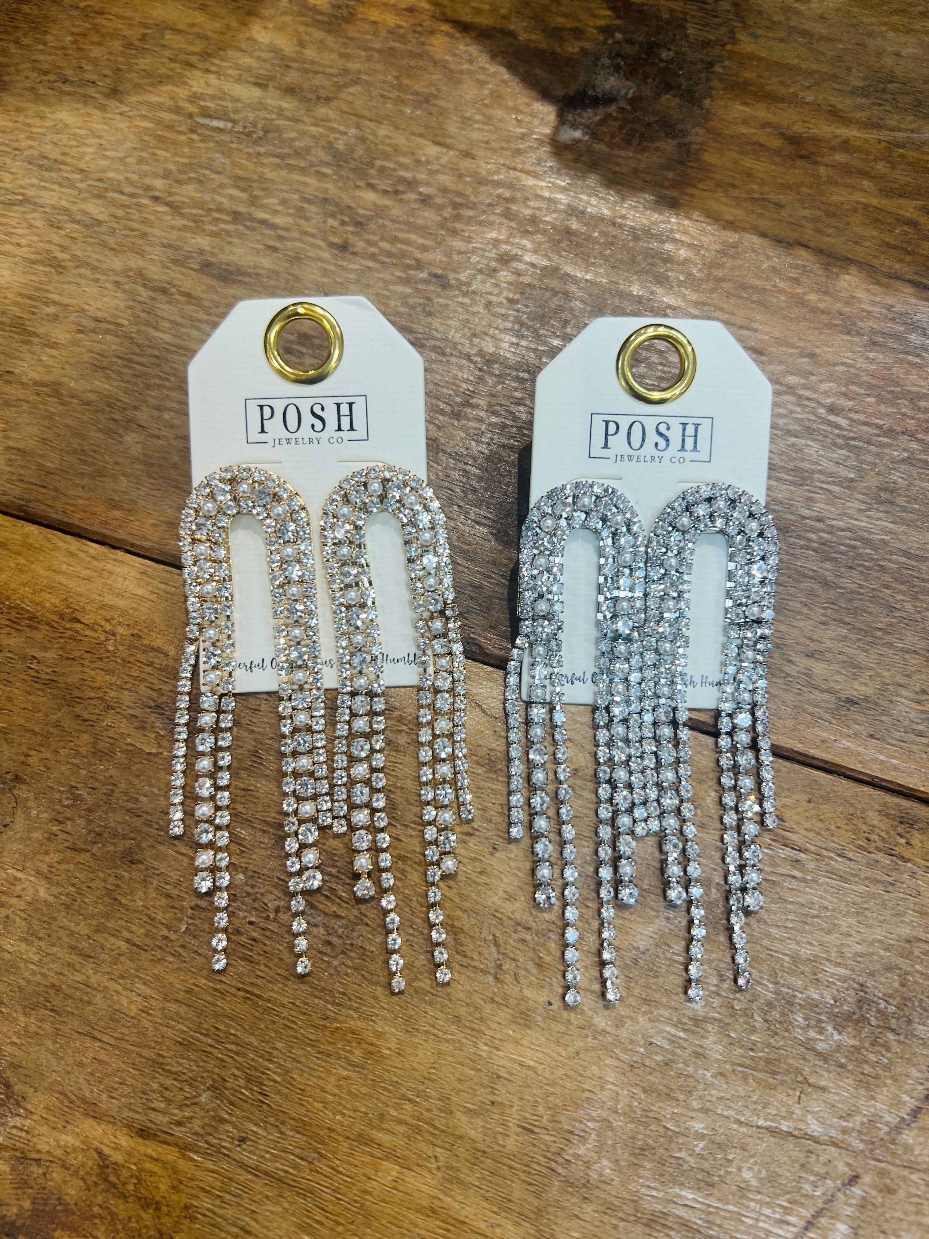 PINK PANACHE Bling Arch Earrings on Simply Obsessed