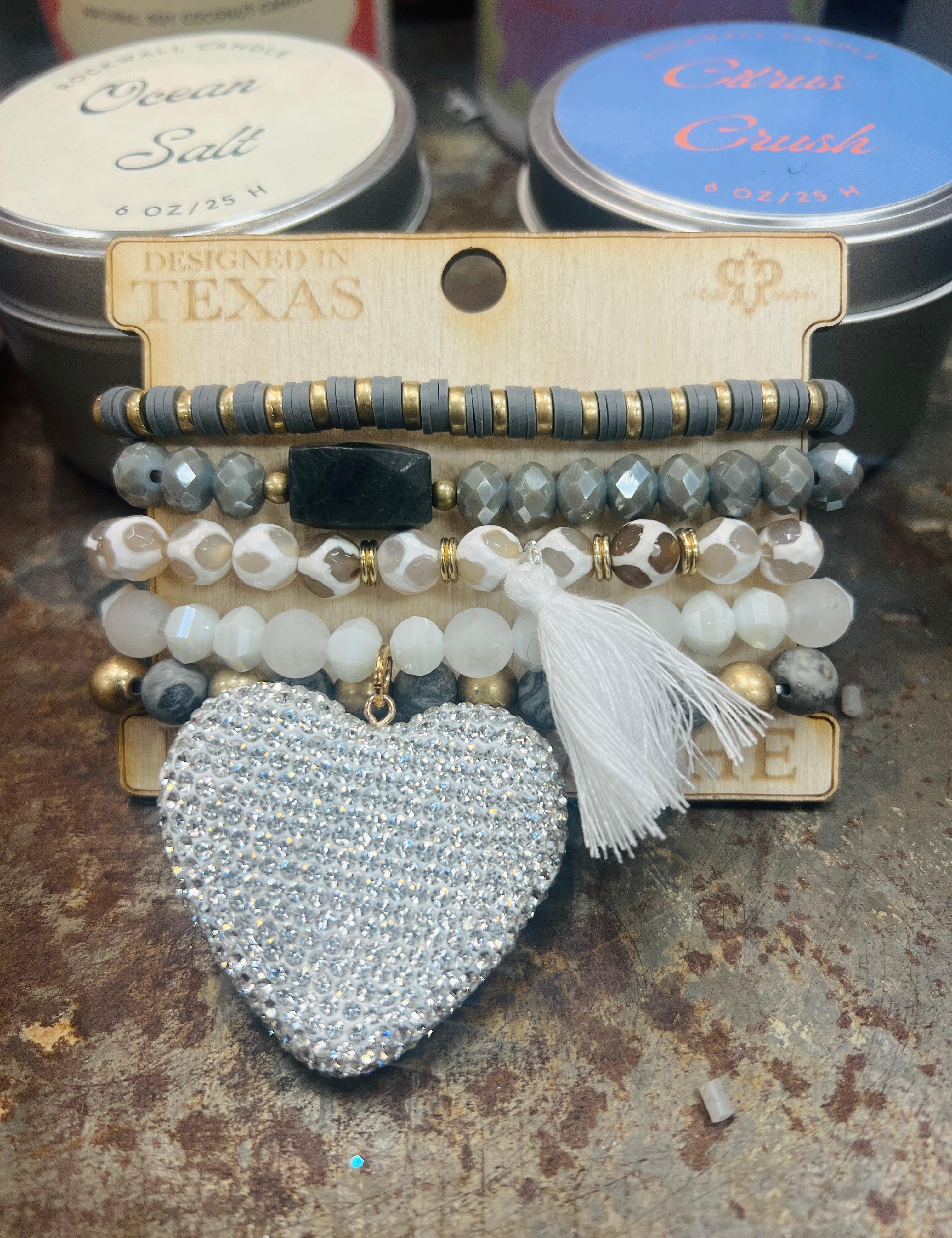 PINK PANACHE Bling Heart Bracelet Stack on Simply Obsessed
