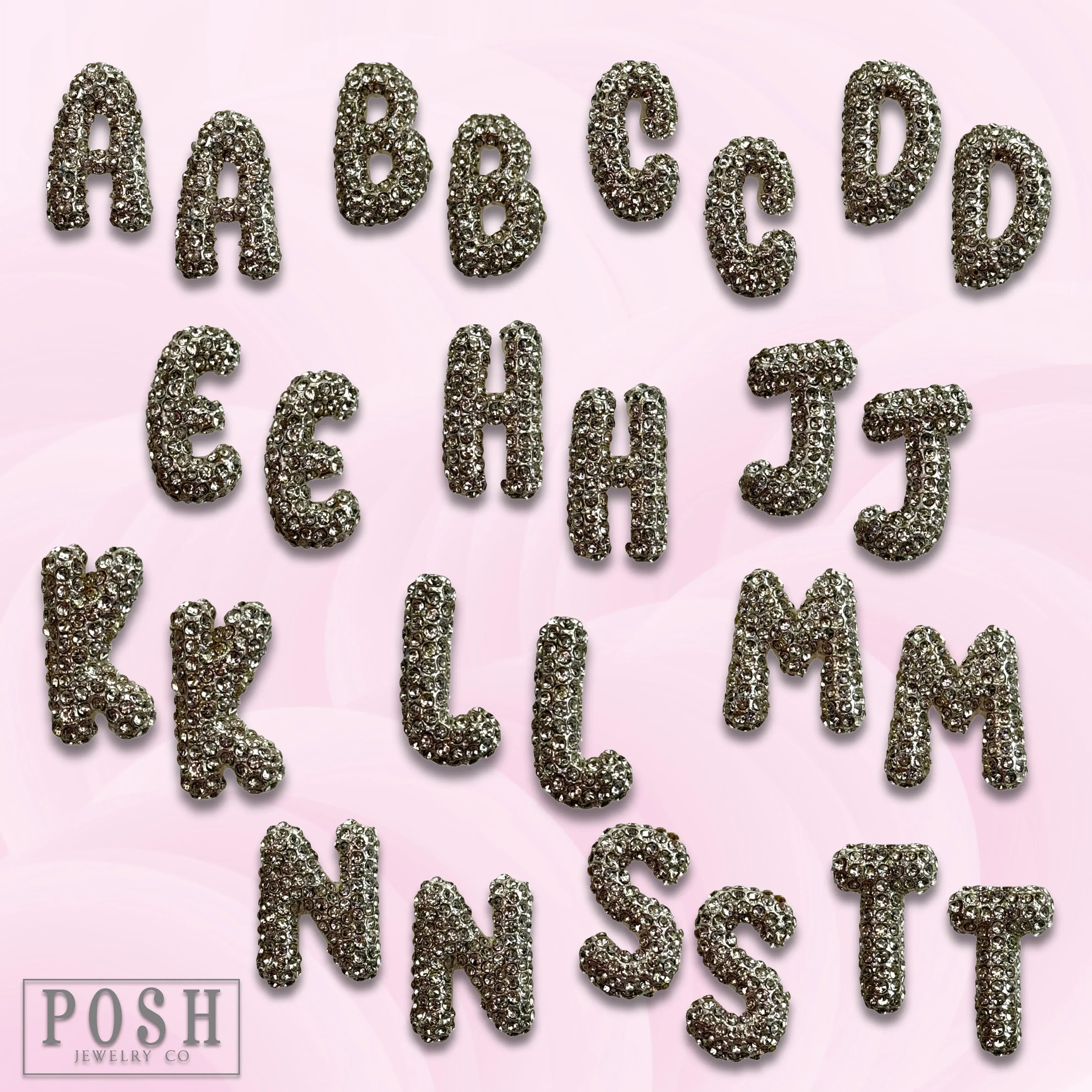 PINK PANACHE Bling Initial Studs on Simply Obsessed