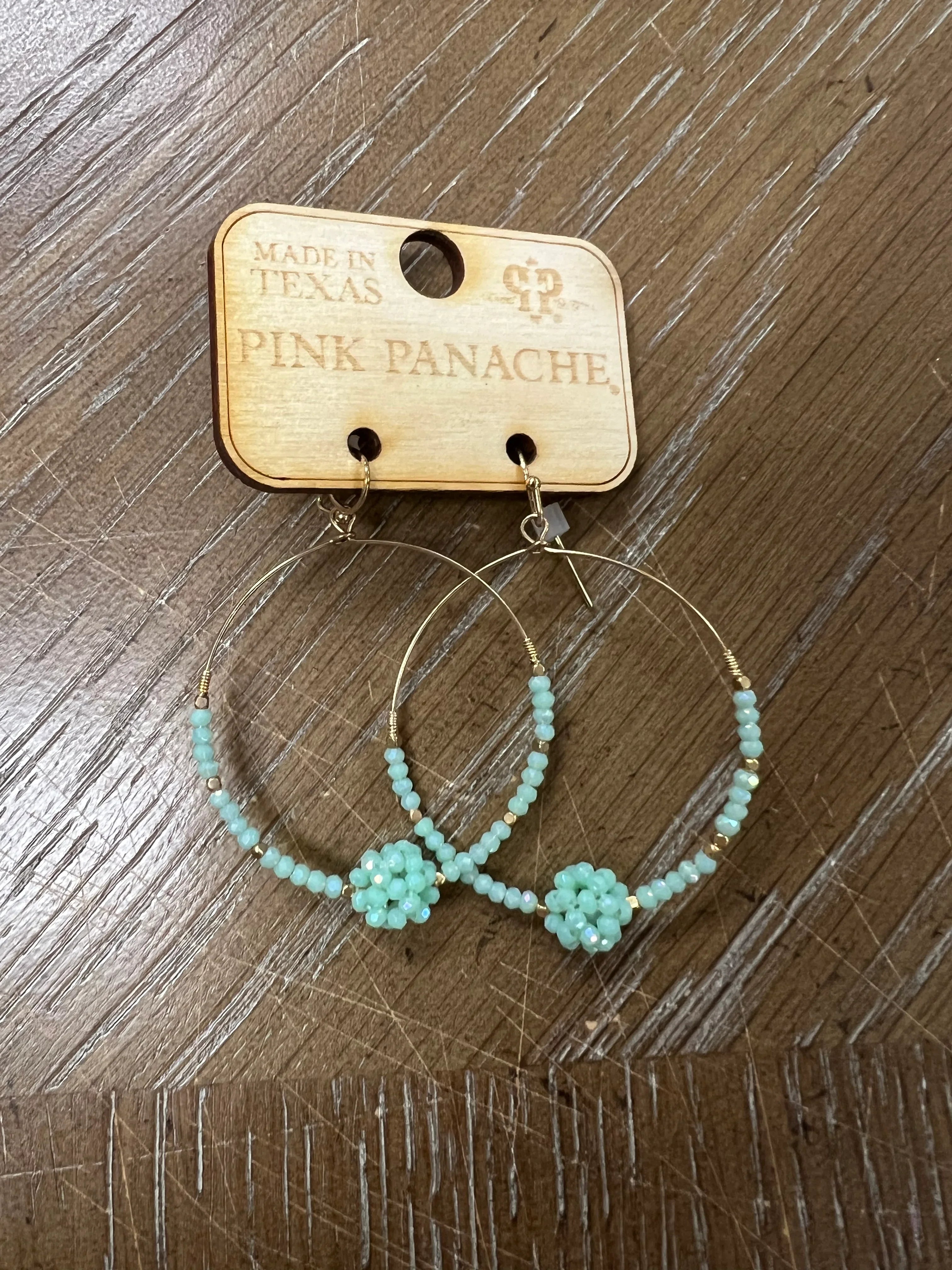 PINK PANACHE Blue Beaded Detail Hoops on Simply Obsessed
