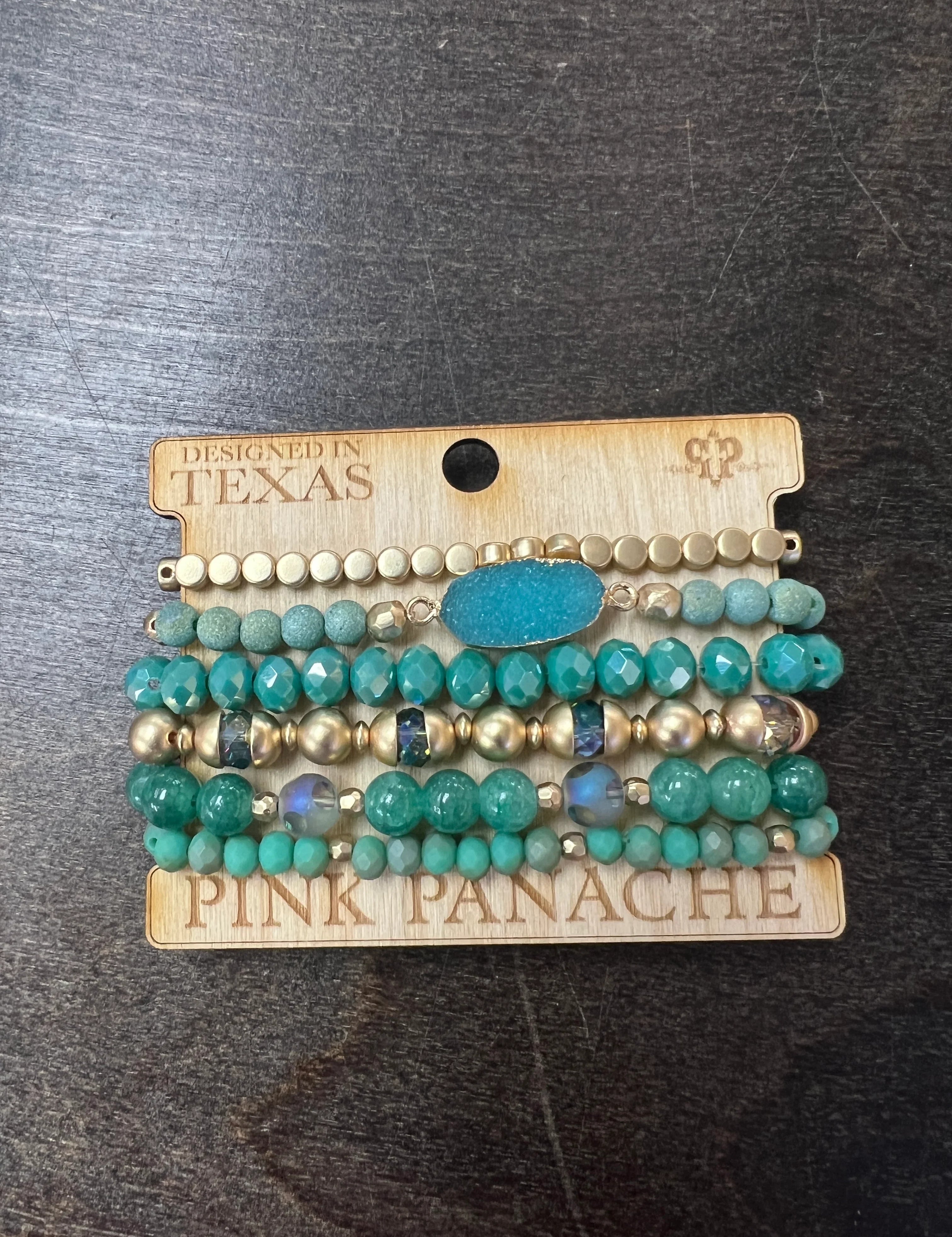 PINK PANACHE Blue Druzy Beaded Bracelet Stack on Simply Obsessed